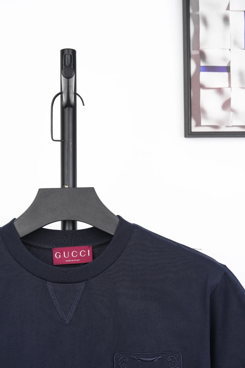 GUCCI Navy Pocket Embroidered Crewneck T-Shirt product photo from LabelPicks