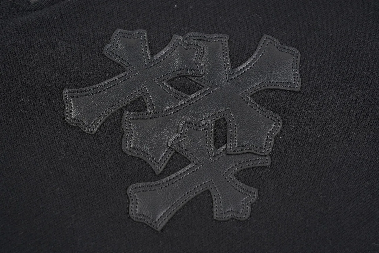 Chrome Hearts Black Cross Leather Patch Half Zip Sweatshirt product photo from LabelPicks