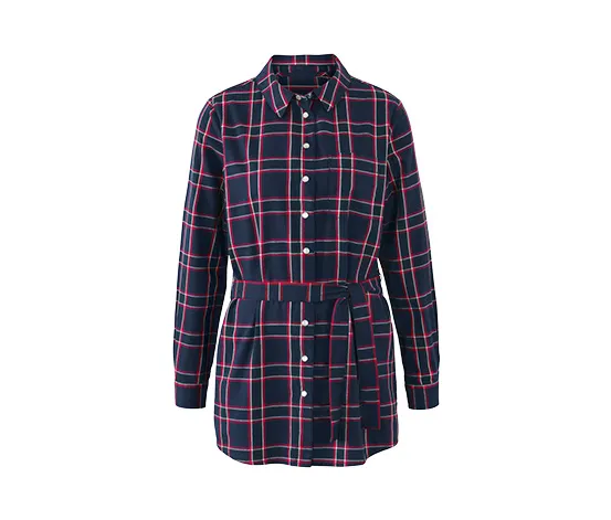 Karierte Longbluse aus Baumwoll-Flanell