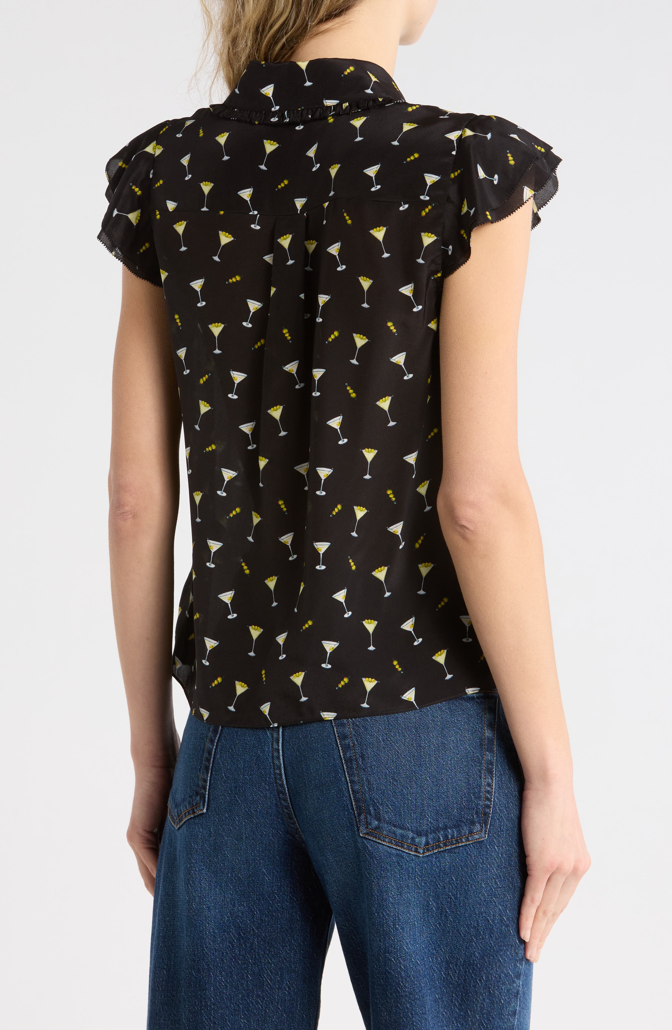 Alice + Olivia Ruffle Silk Blouse