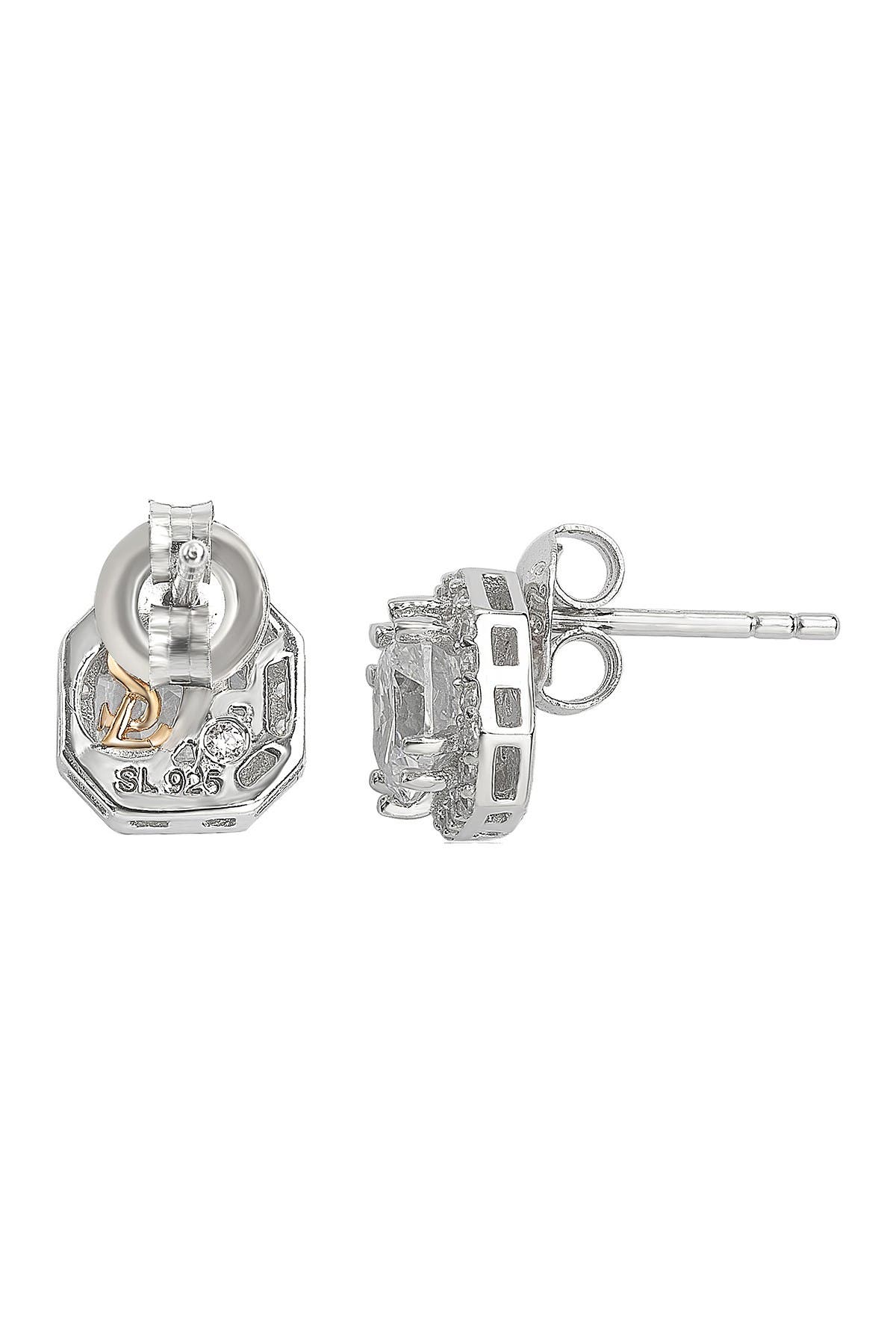 SUZY LEVIAN Sterling Silver White CZ Cushion-Cut Halo Stud Earrings