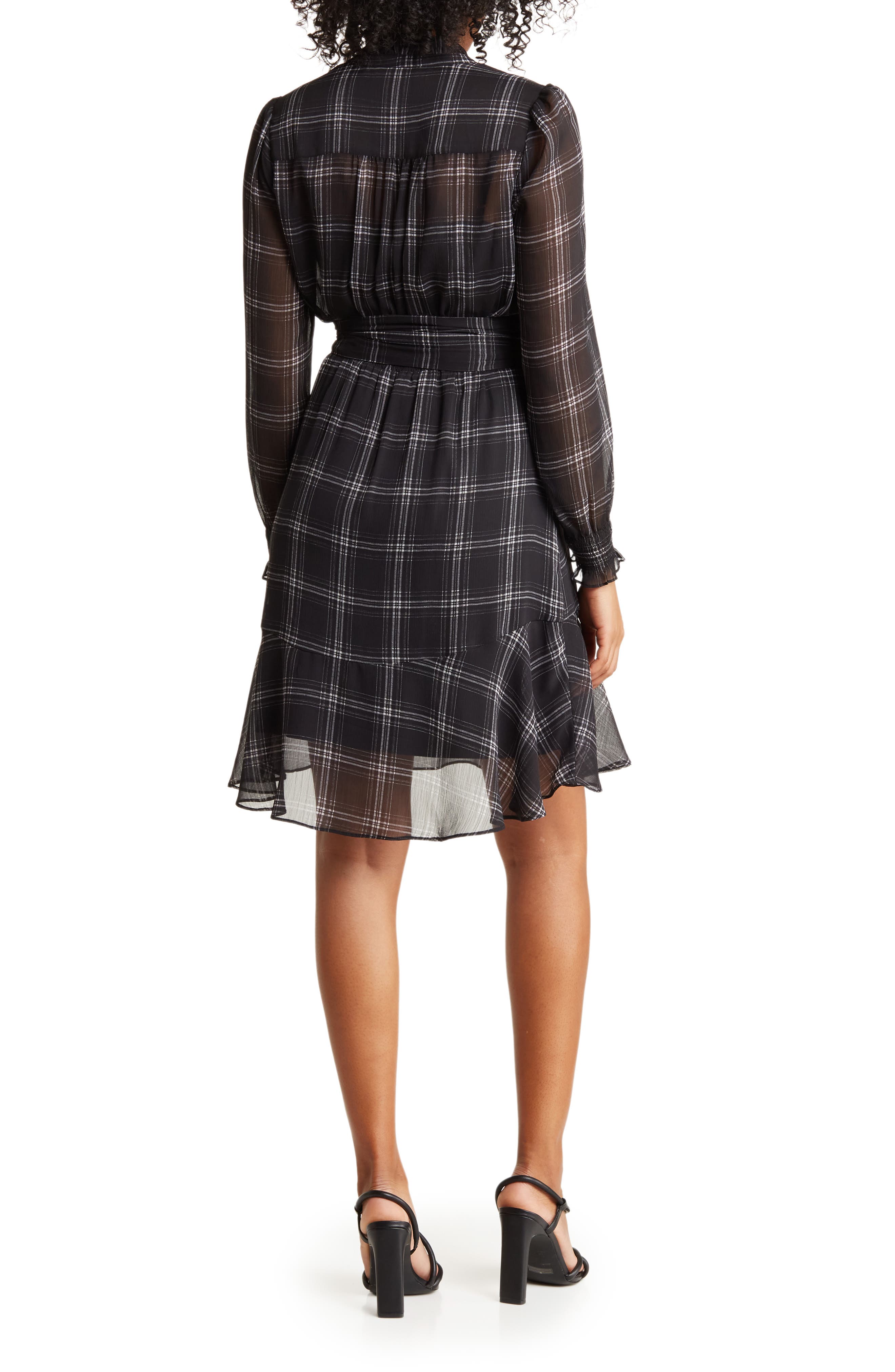 Tommy Hilfiger Fine Plaid Notched Neck Shirtdress