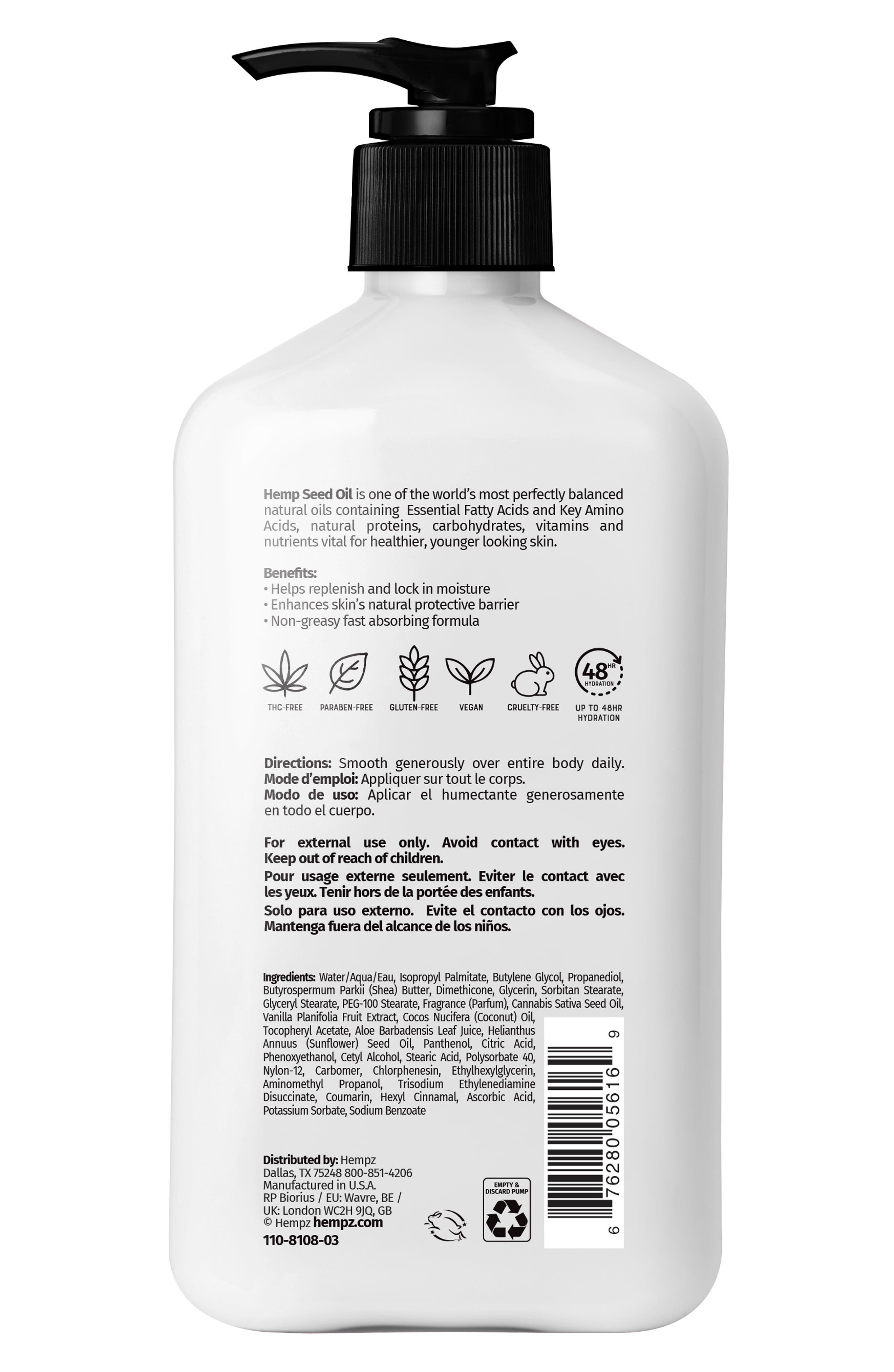 HEMPZ Whipped Vanilla Coconut Cream Herbal Body Moisturizer