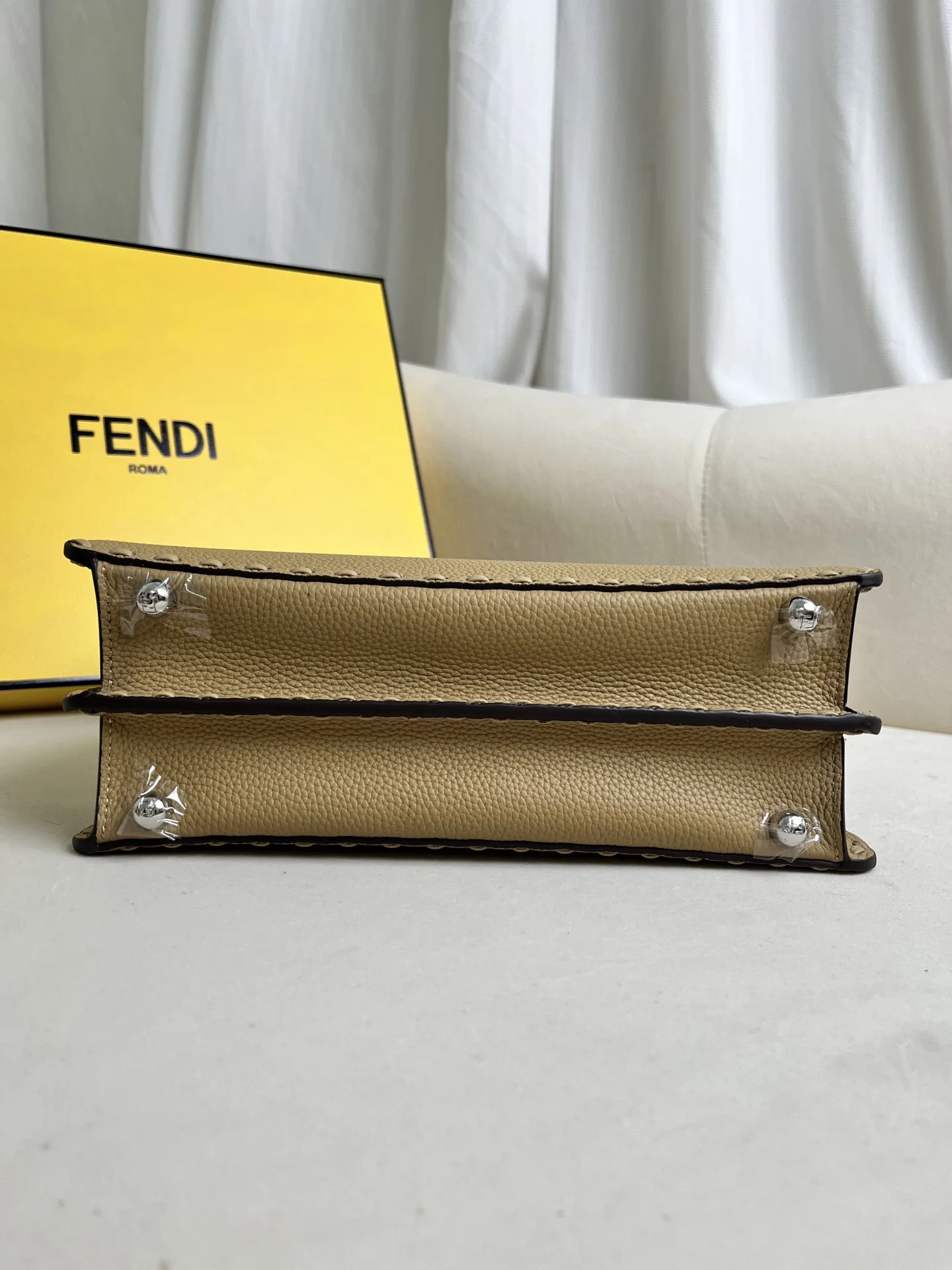 Fendi Beige Peekaboo Grained Leather Top Handle Bag product photo from LabelPicks