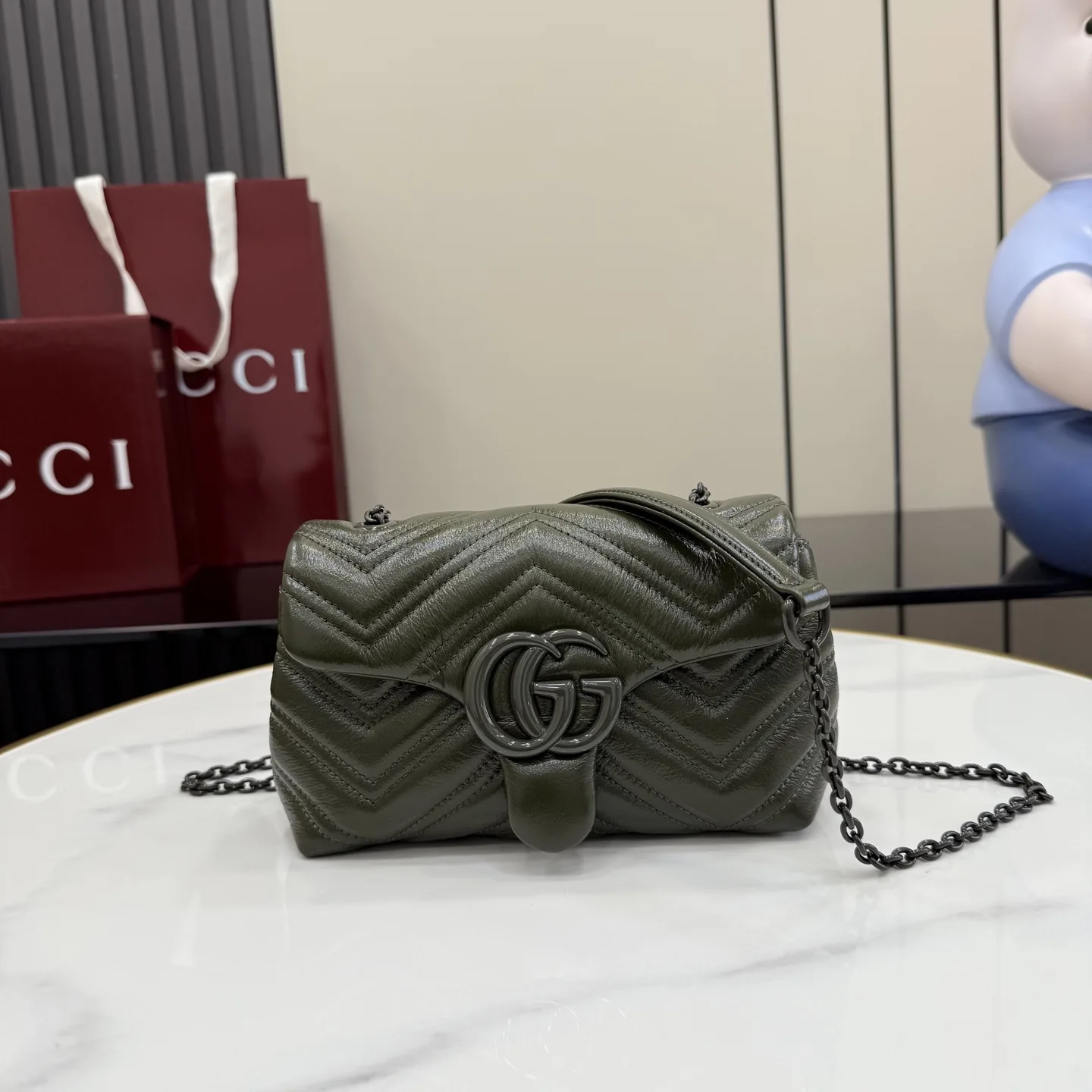 Gucci Marmont Green GG Supreme Canvas Crossbody Bag product photo from LabelPicks