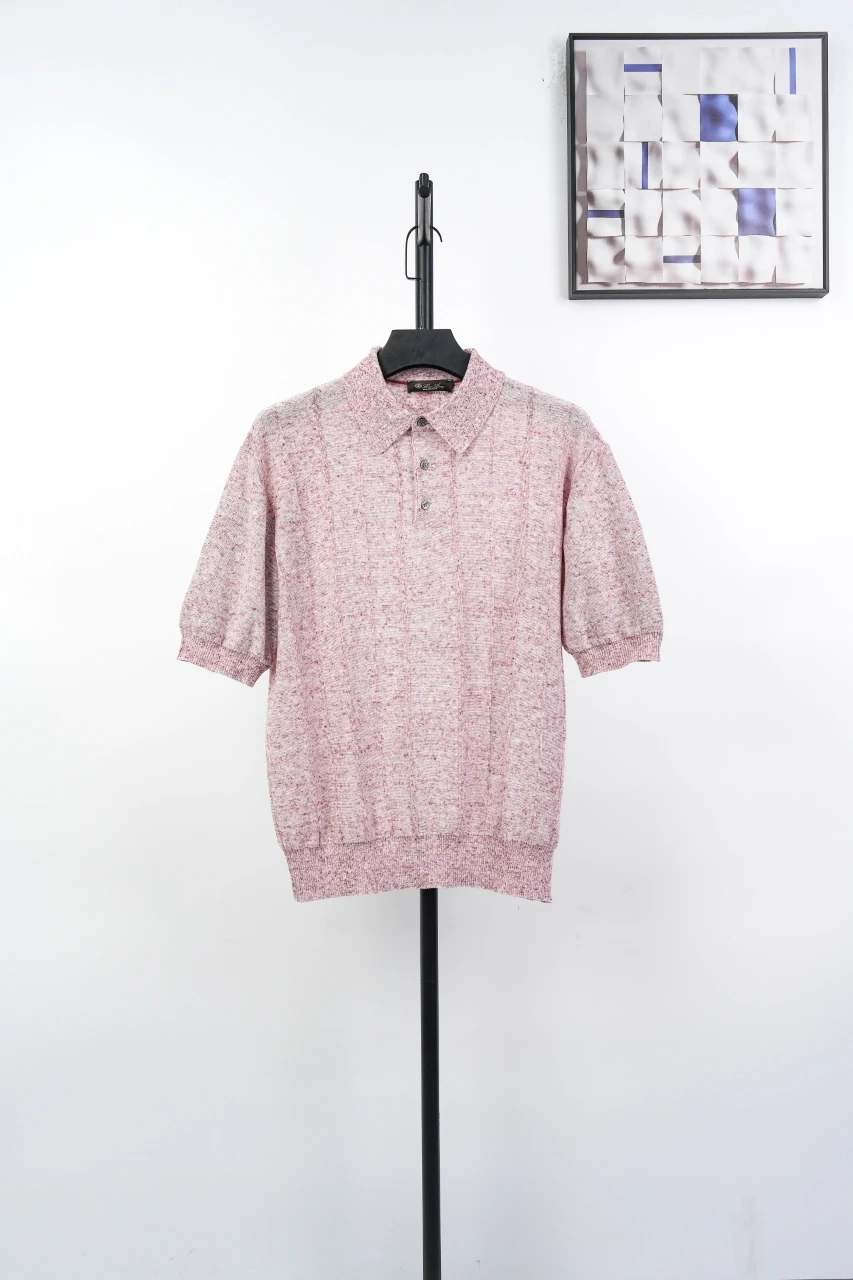 Loro Piana Pink Linen-Blend Knit Polo product photo from LabelPicks