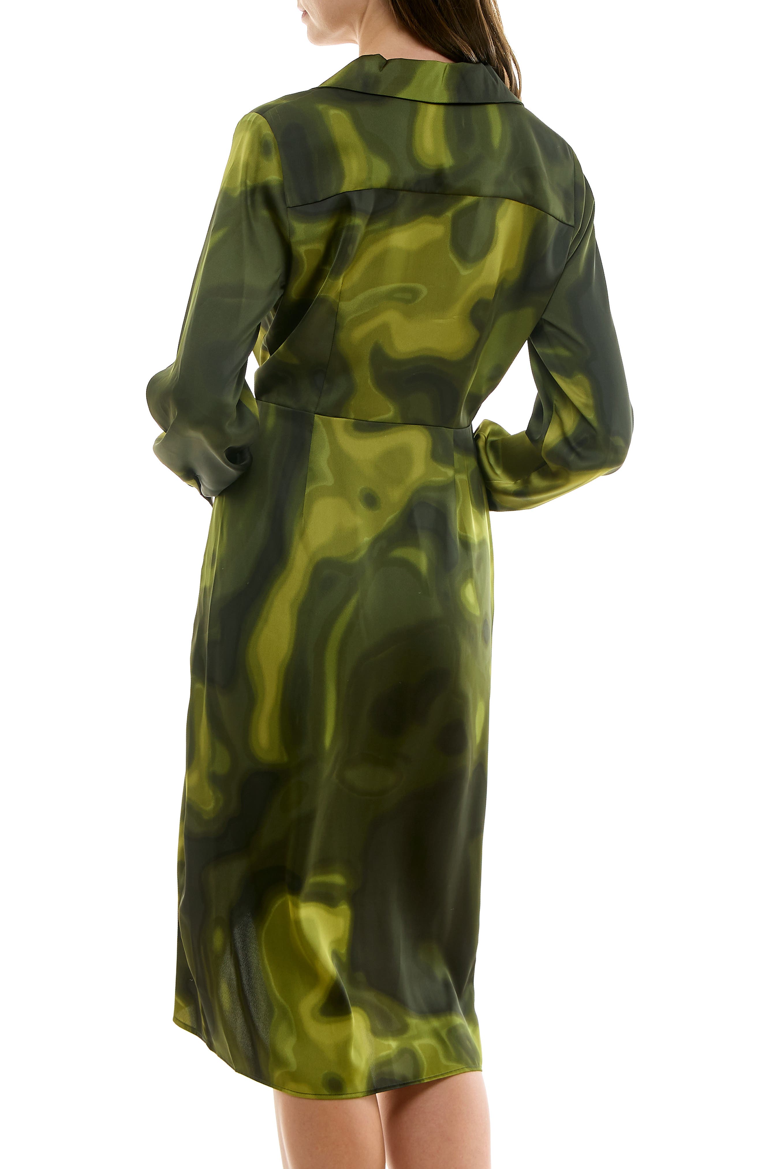 Nicole Miller Surplice Long Sleeve Midi Dress