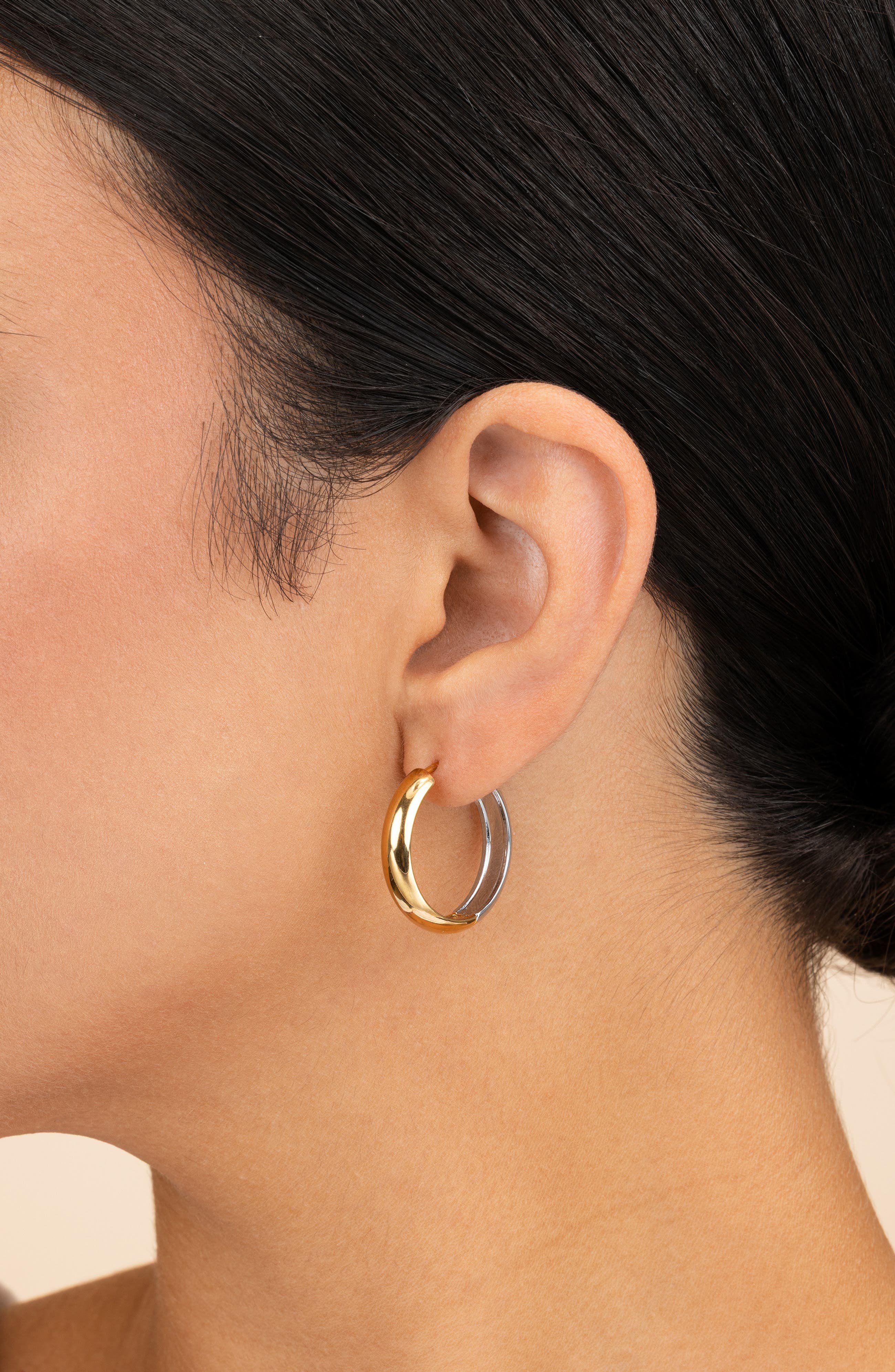 Sterling Forever Two Tone Hoop Earrings