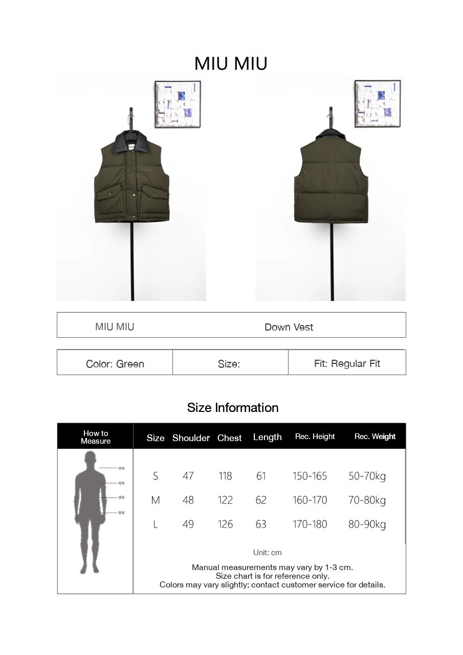 Miu Miu Olive Green Leather Collar Down Vest product photo from LabelPicks