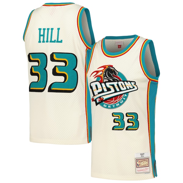 Grant Hill Detroit Pistons Chainstitch Swingman Jersey - Cream