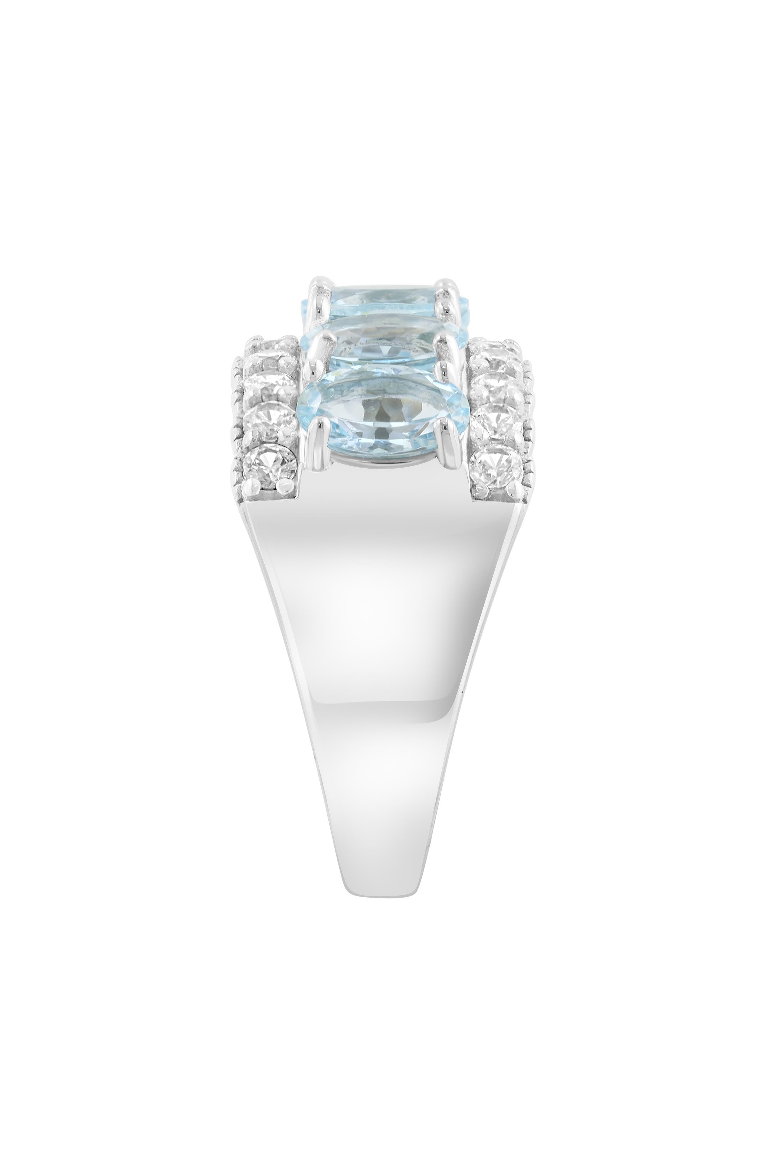 EFFY Sterling Silver Aquamarine & Zircon Ring