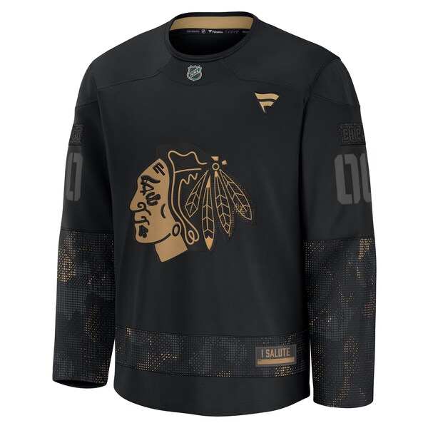 Chicago Blackhawks  2024 Military Appreciation Personalized Long Sleeve Practice Jersey - Black