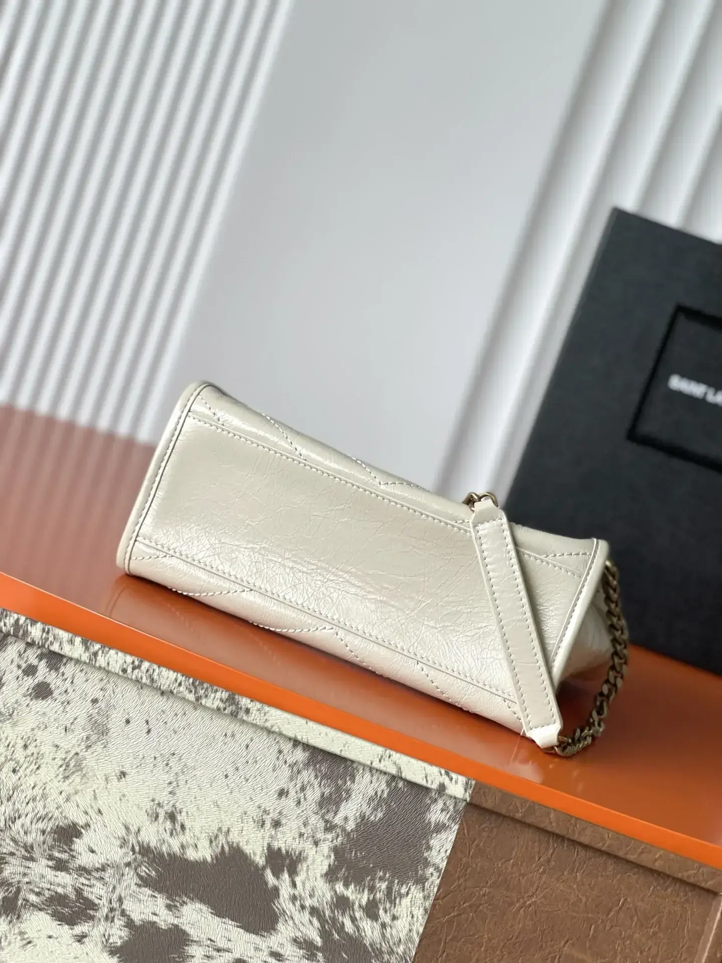 Saint Laurent White Niki Calfskin Tote Bag product photo from LabelPicks
