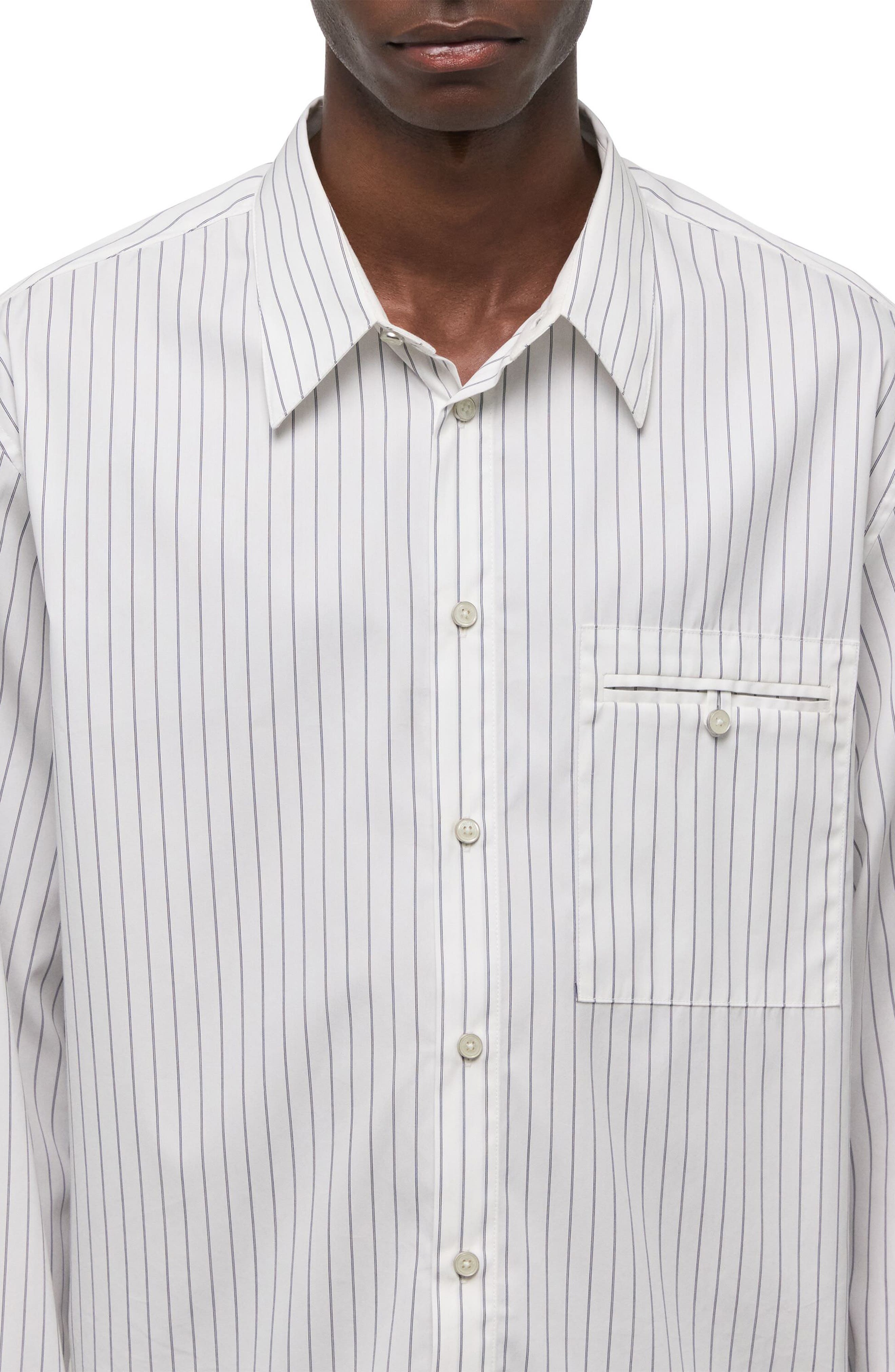 Helmut Lang Relaxed Fit Stripe Button-Up Shirt