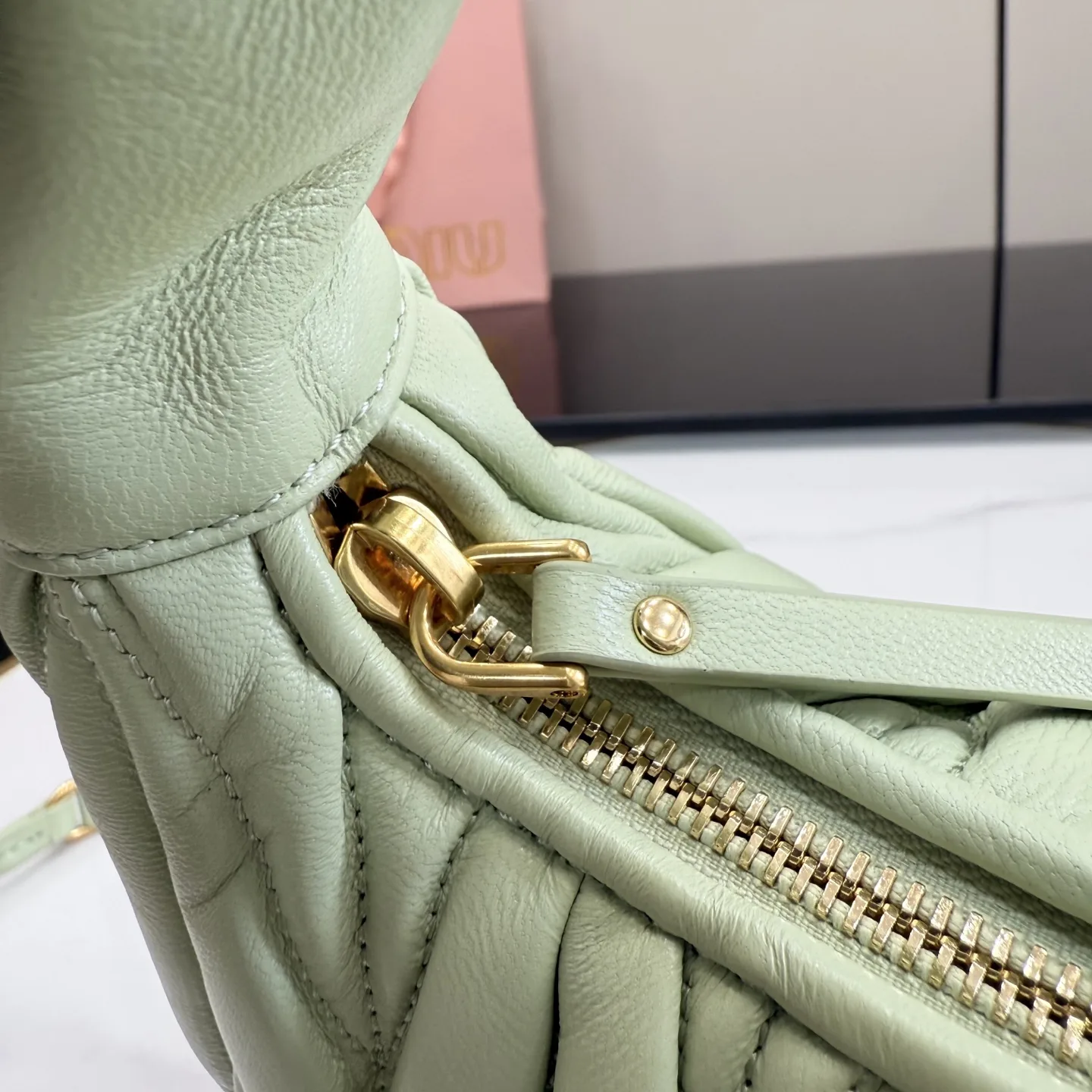 Miu Miu Matelasse Green Lambskin Shoulder Bag product photo from LabelPicks