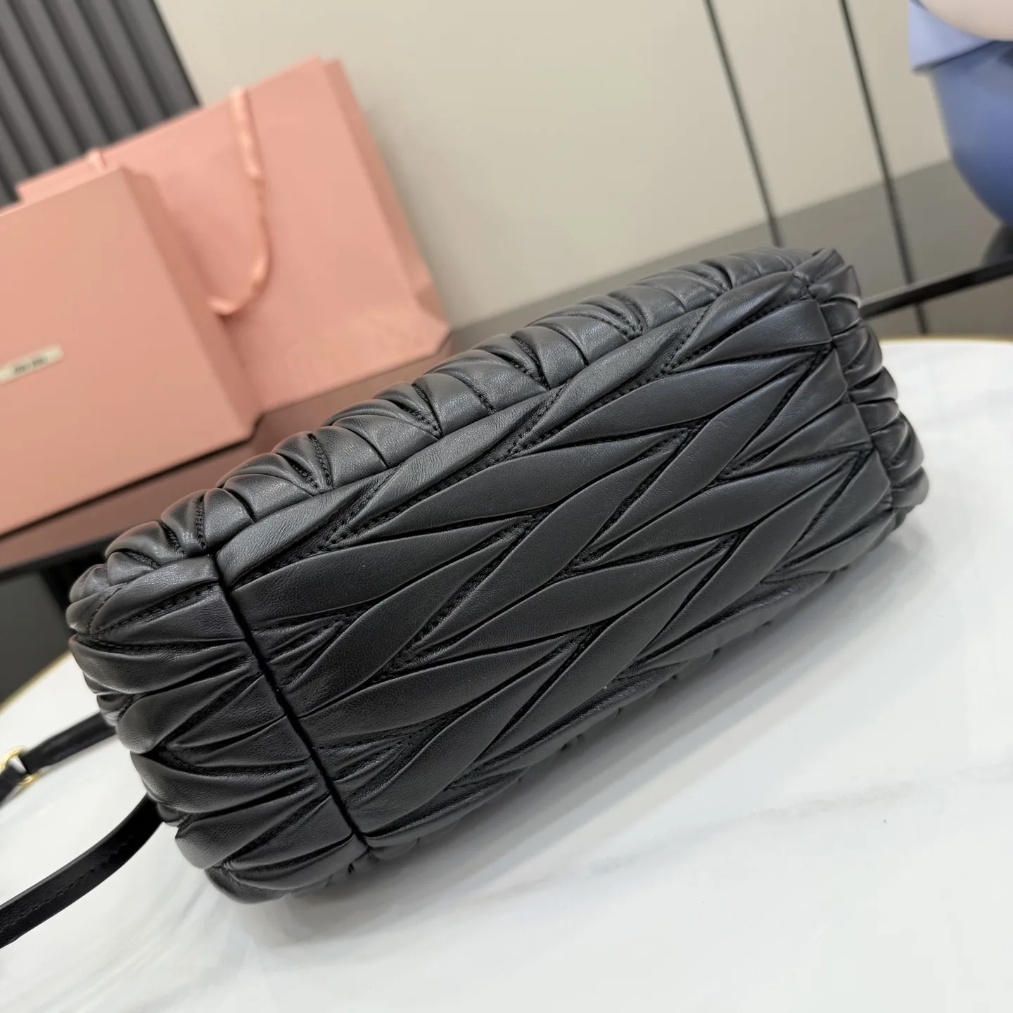 Miu Miu Matelasse Black Lambskin Hobo Bag product photo from LabelPicks