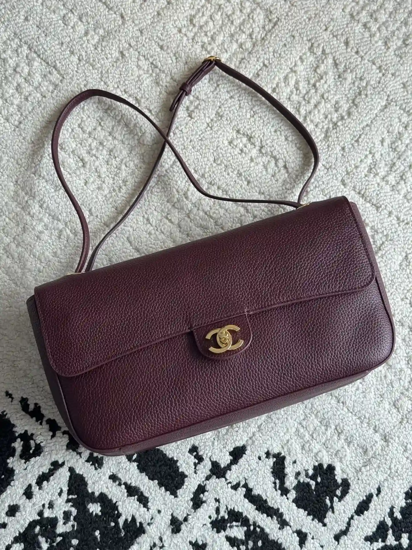 Chanel Classic Flap Burgundy Grained Leather Shoulder Bag product photo from LabelPicks