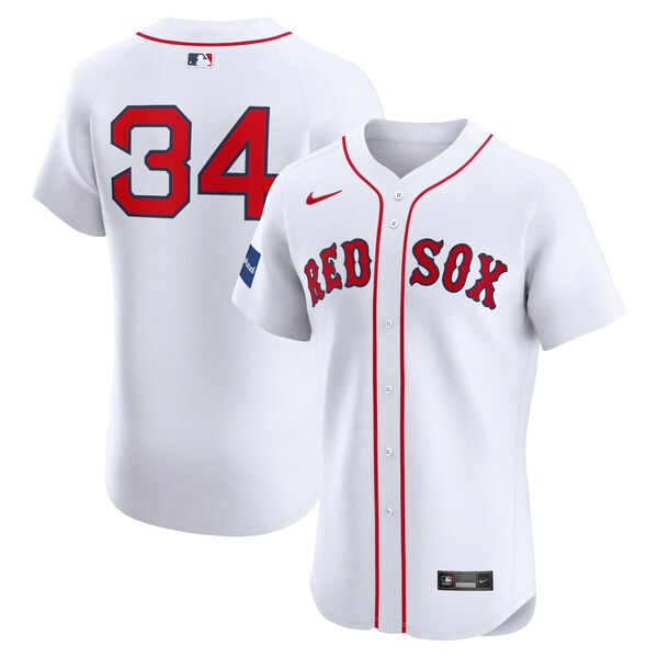 David Ortiz Boston Red Sox Nike Home Elite Sponsor Patch Player Jersey - White