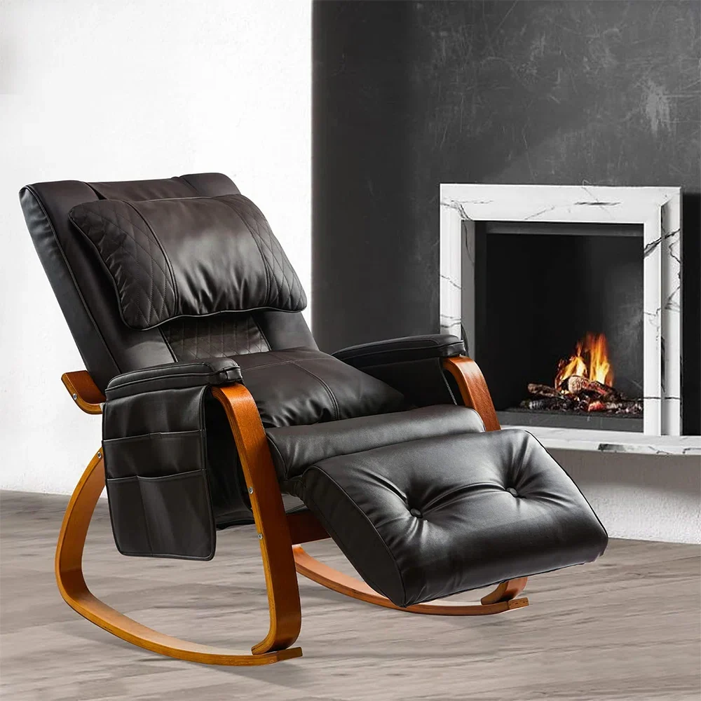 Heated Massage Rocking Chair - PU Leather Recliner with Vibration