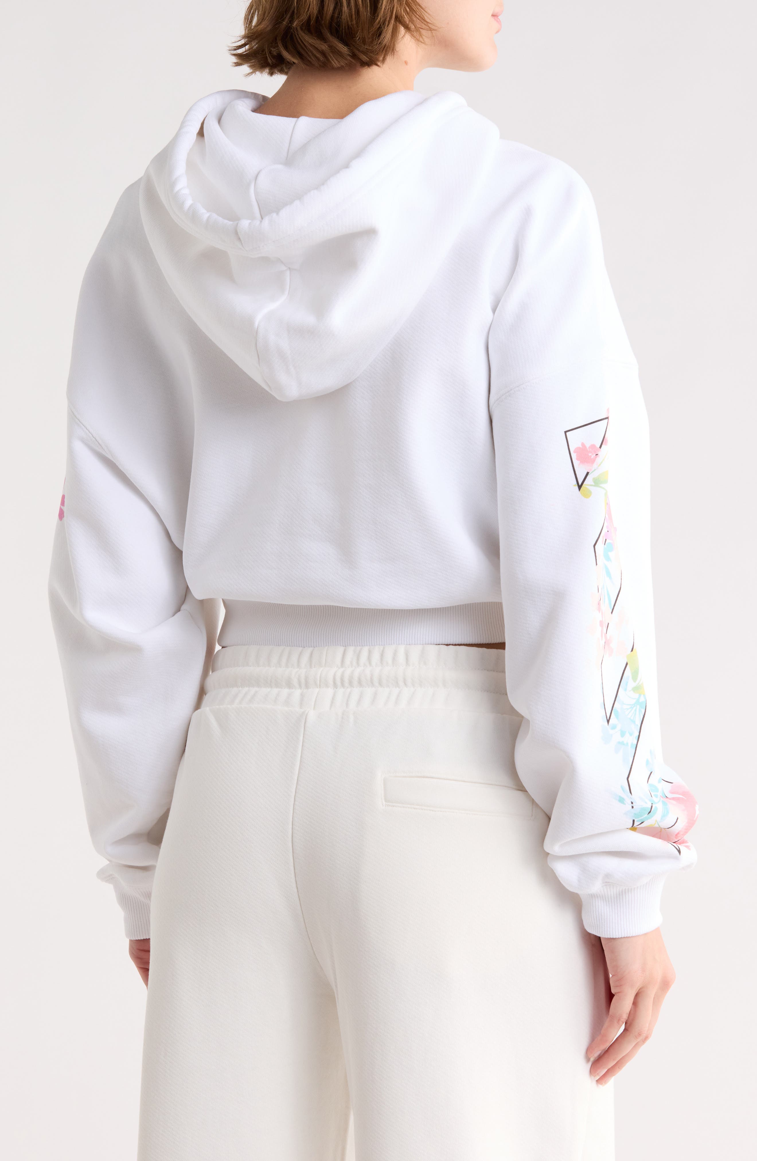 Off-White Crop Graphic Hoodie