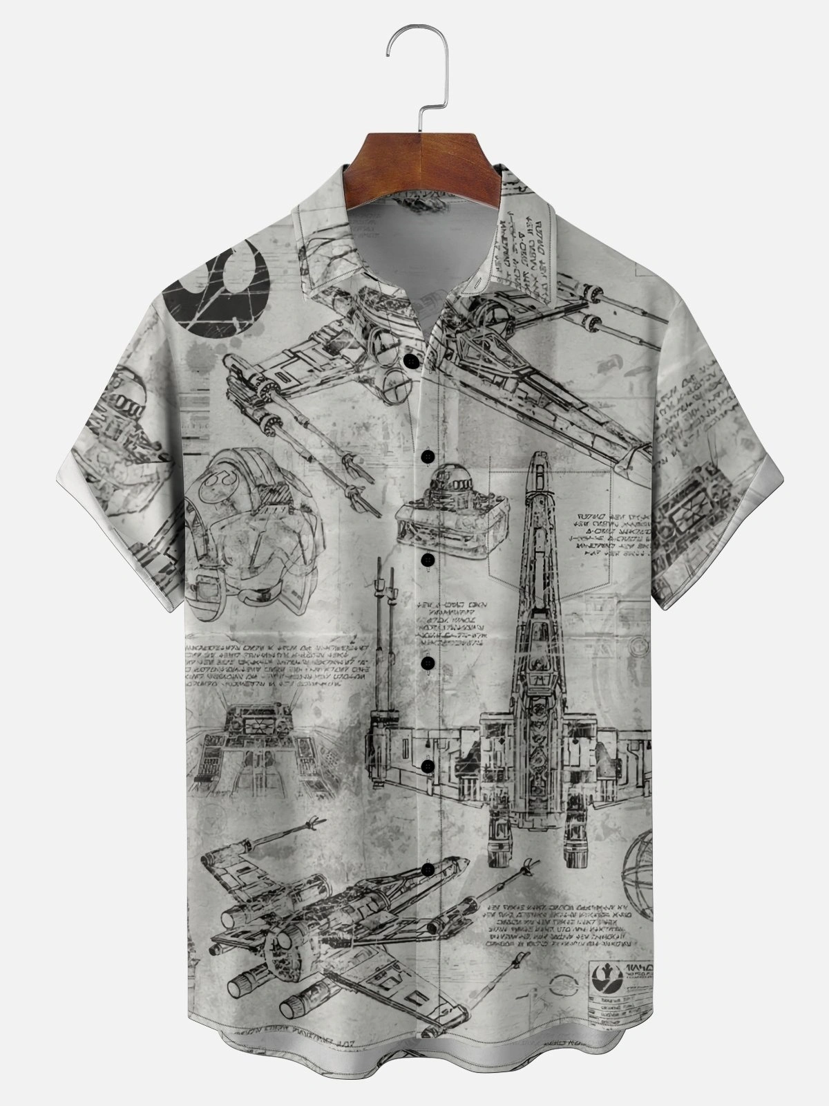 Moisture-wicking Star Universe Spaceship Chest Pocket Casual Shirt