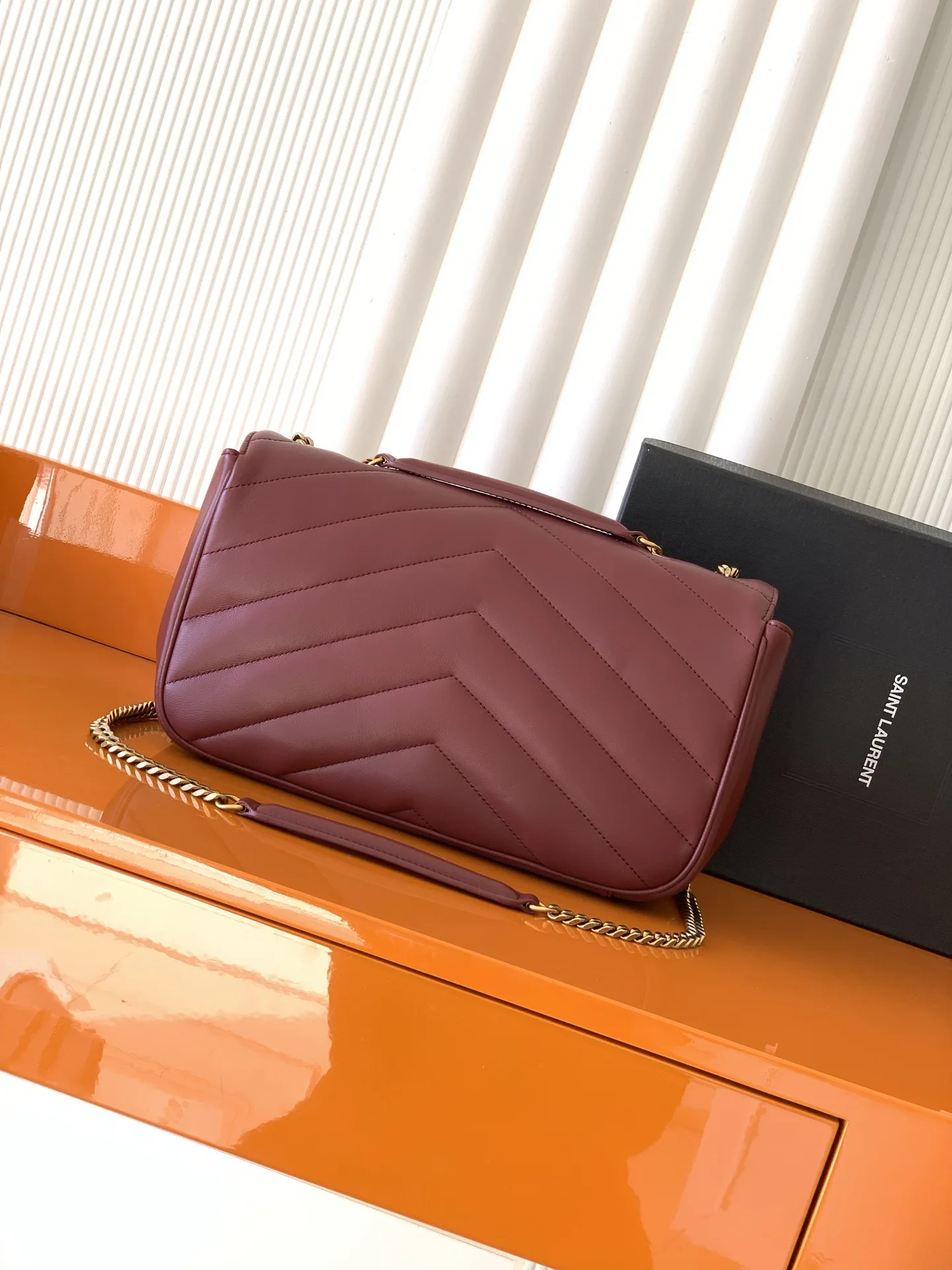 Saint Laurent Loulou Burgundy Lambskin Shoulder Bag product photo from LabelPicks
