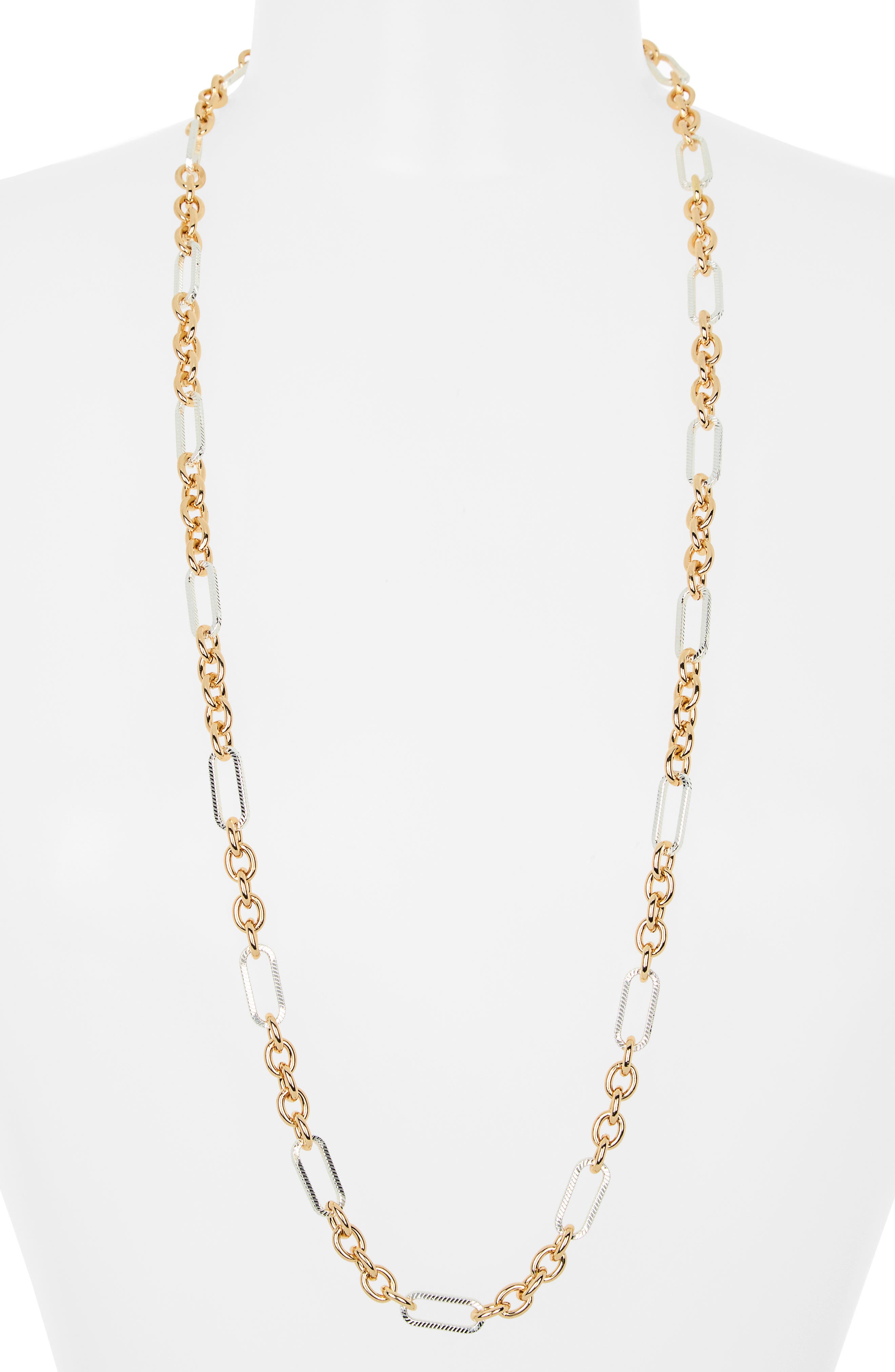 NORDSTROM RACK Two-Tone Bar & Link Chain Necklace