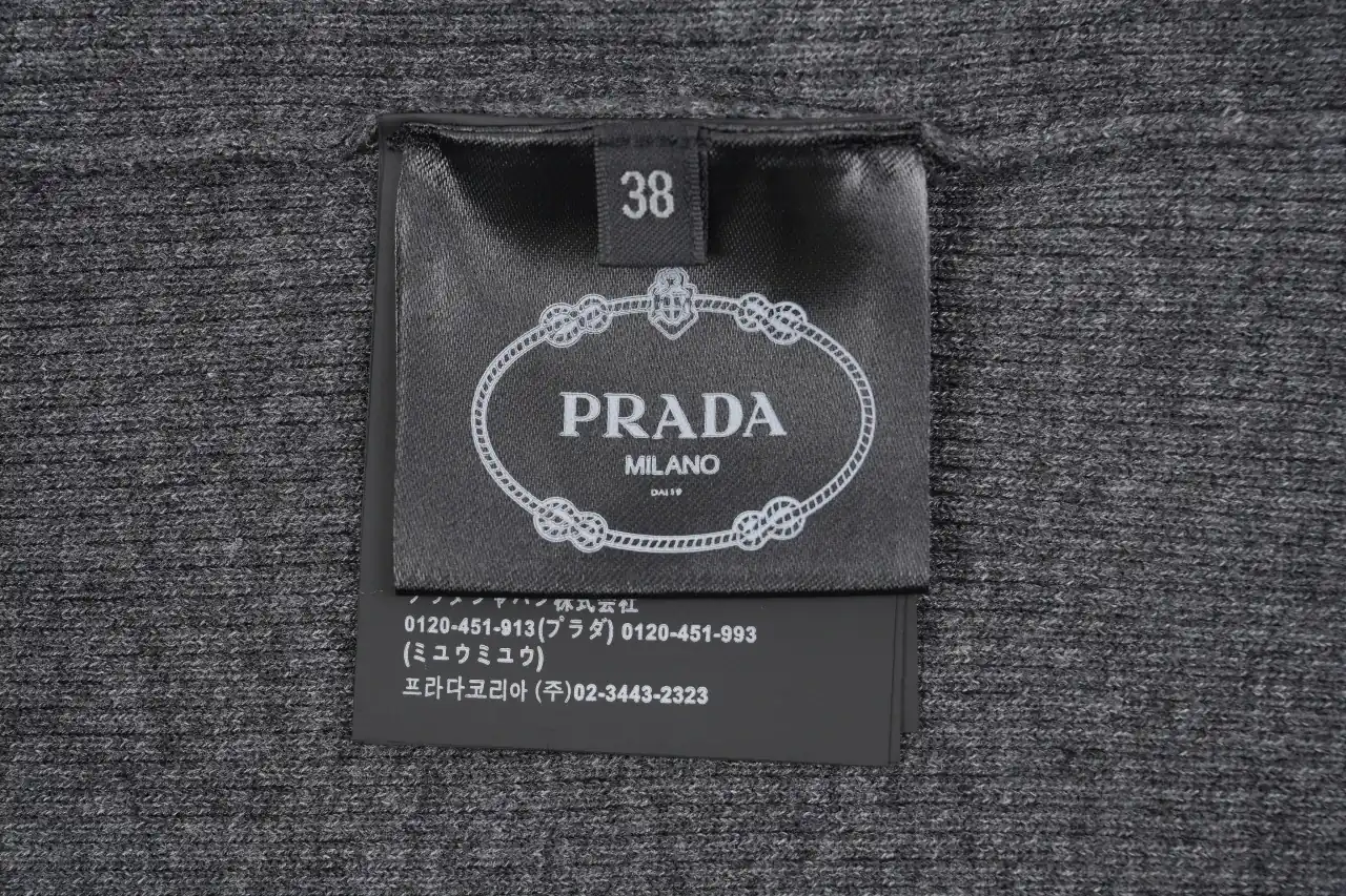 Prada Charcoal Recycled Silk Logo Jacquard Slim Knit Sweater product photo from LabelPicks