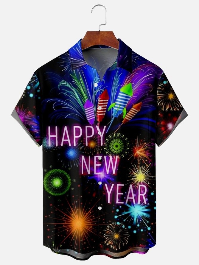 New Year Short Sleeve Casual Shirt