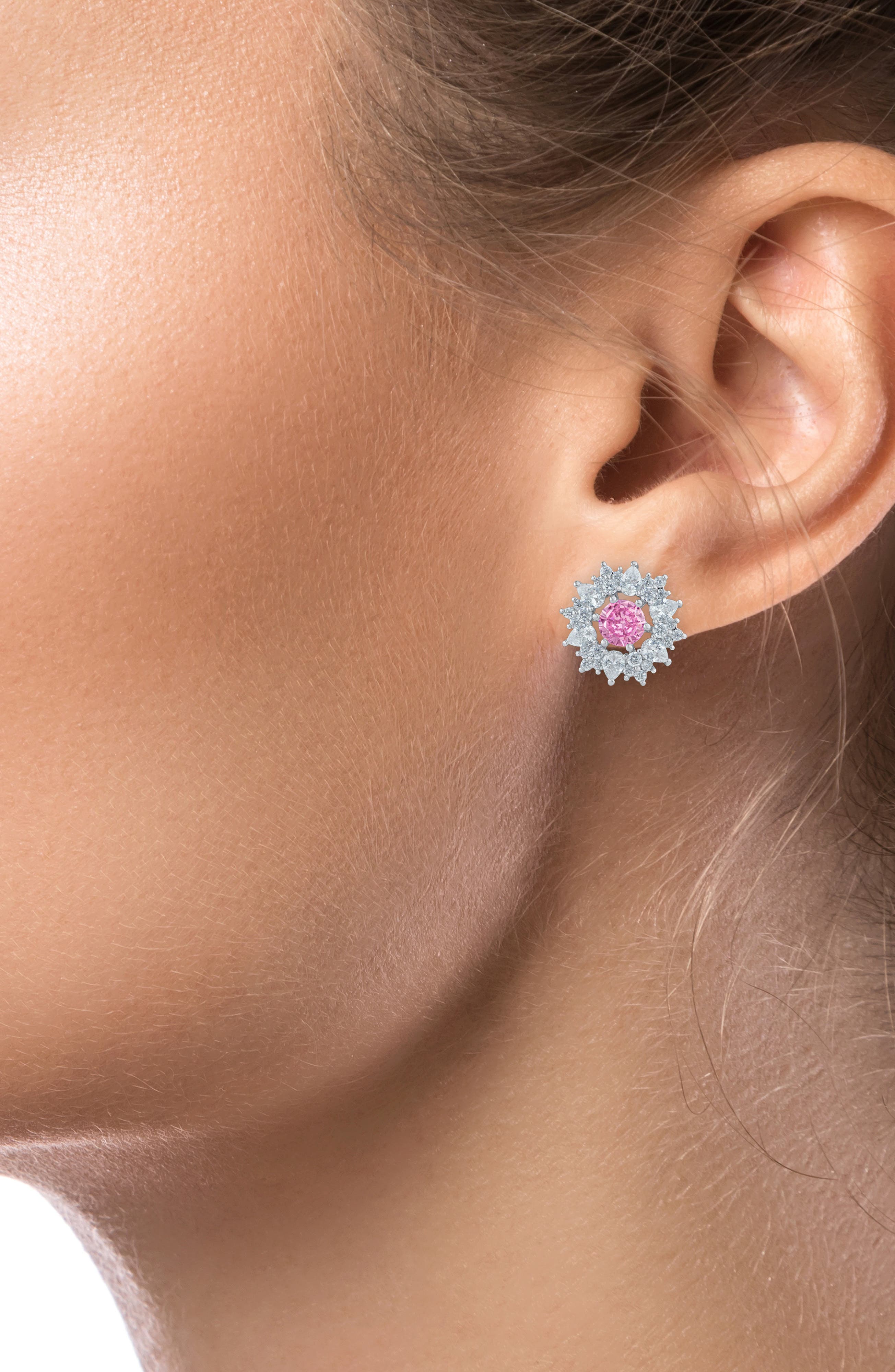 CZ by Kenneth Jay Lane Multicolor Cubic Zirconia Button Halo Stud Earrings