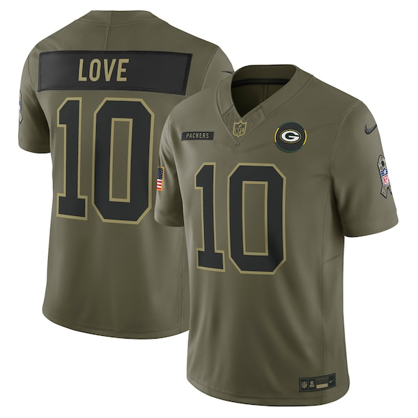 Jordan Love Green Bay Packers Nike 2025 Salute to Service Limited Jersey - Olive