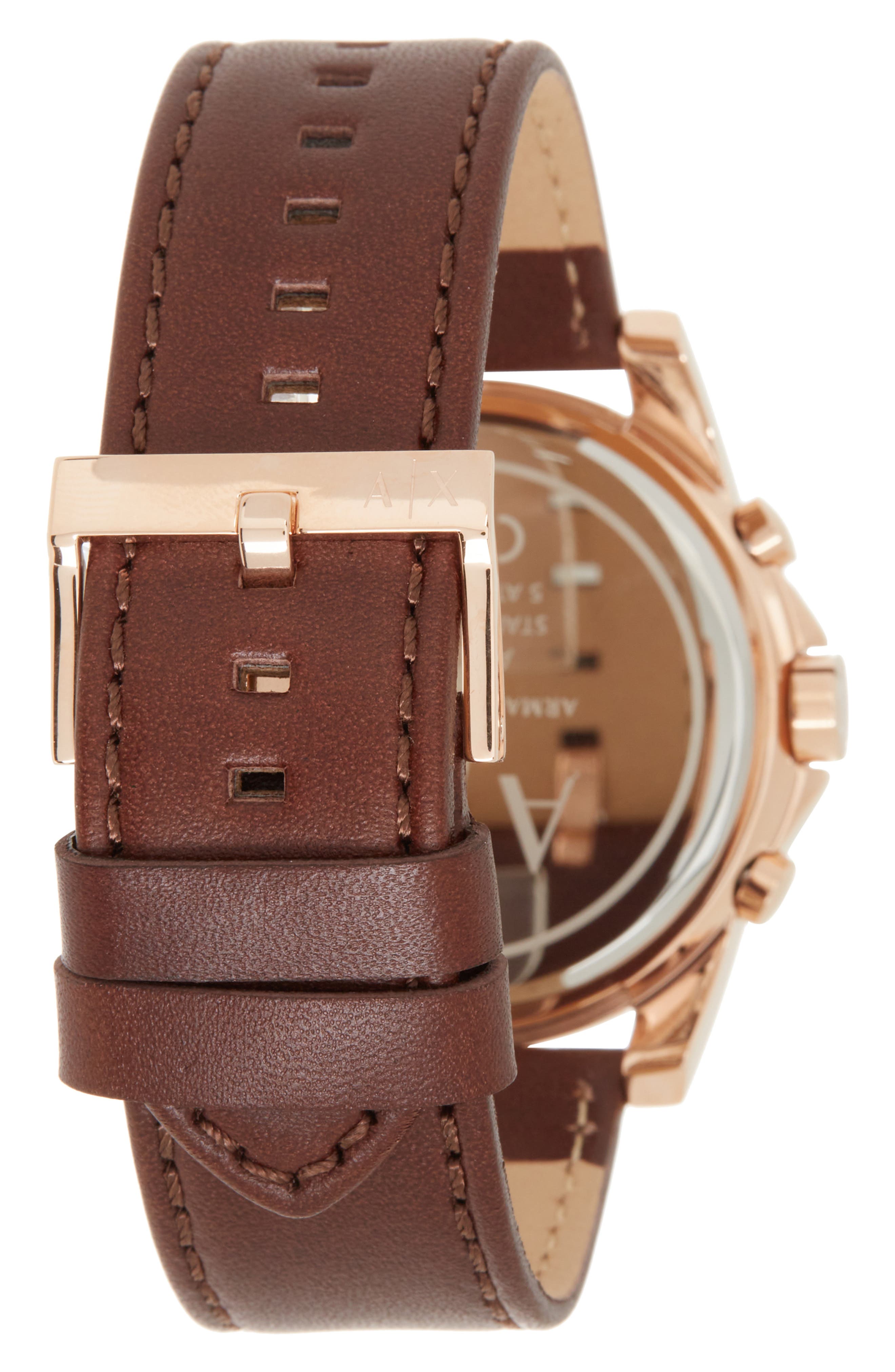 AX Armani Exchange Men's Analog Leather Strap, 45mm