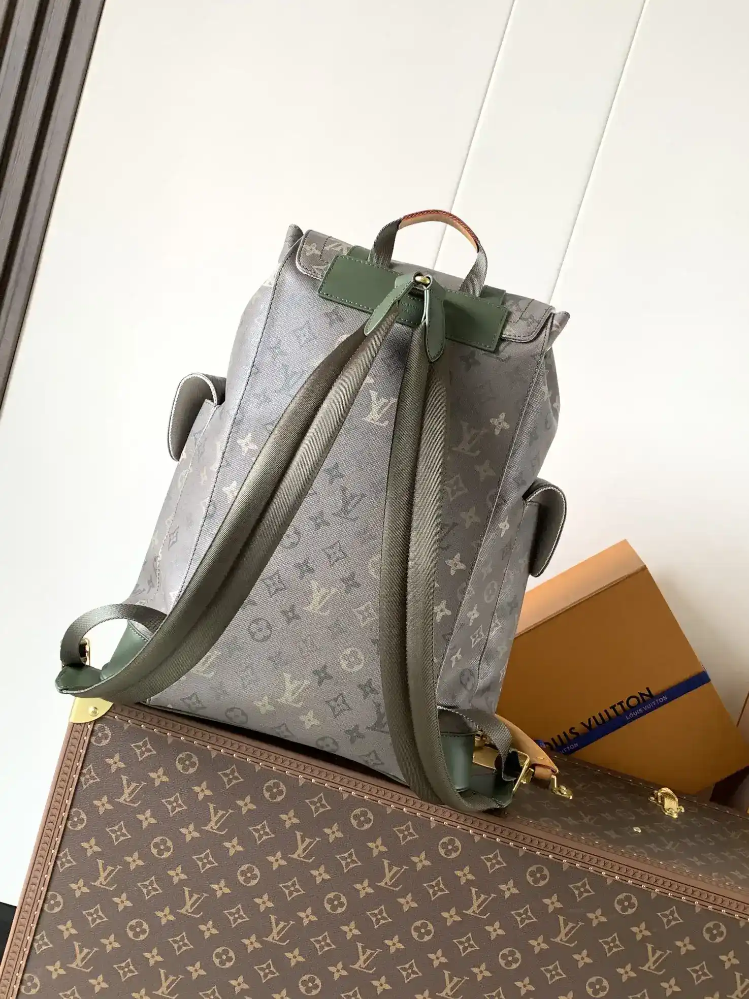 Louis Vuitton Christopher Green Canvas and Leather Backpack product photo from LabelPicks