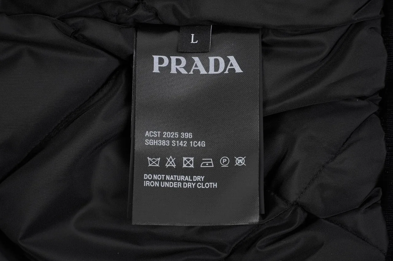 Prada Black Hooded Nylon Down Jacket with Metal Triangle Logo product photo from LabelPicks