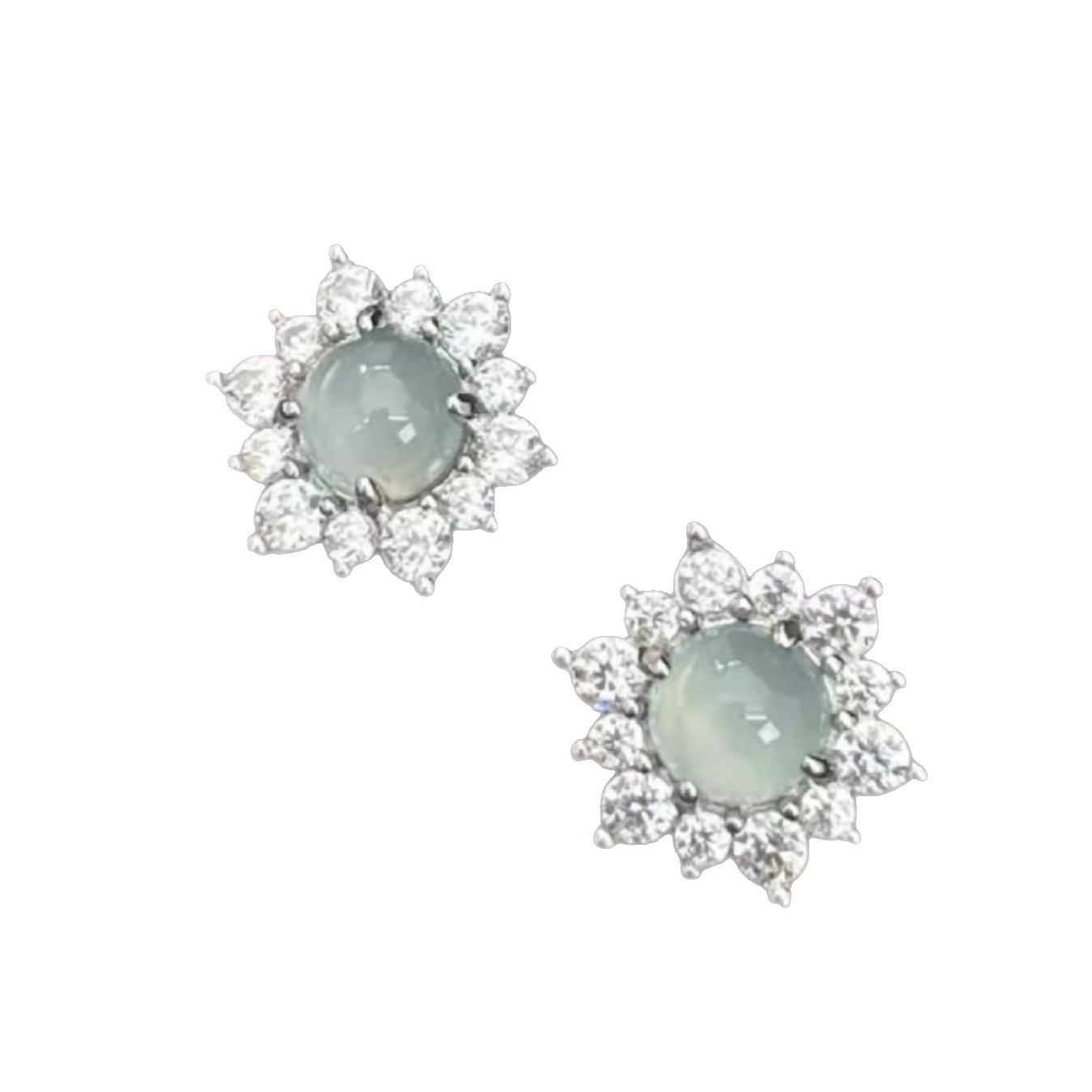 S925 Sterling Silver Blue Jade Sunflower Stud Earrings| Chinese Inspired Jewelry