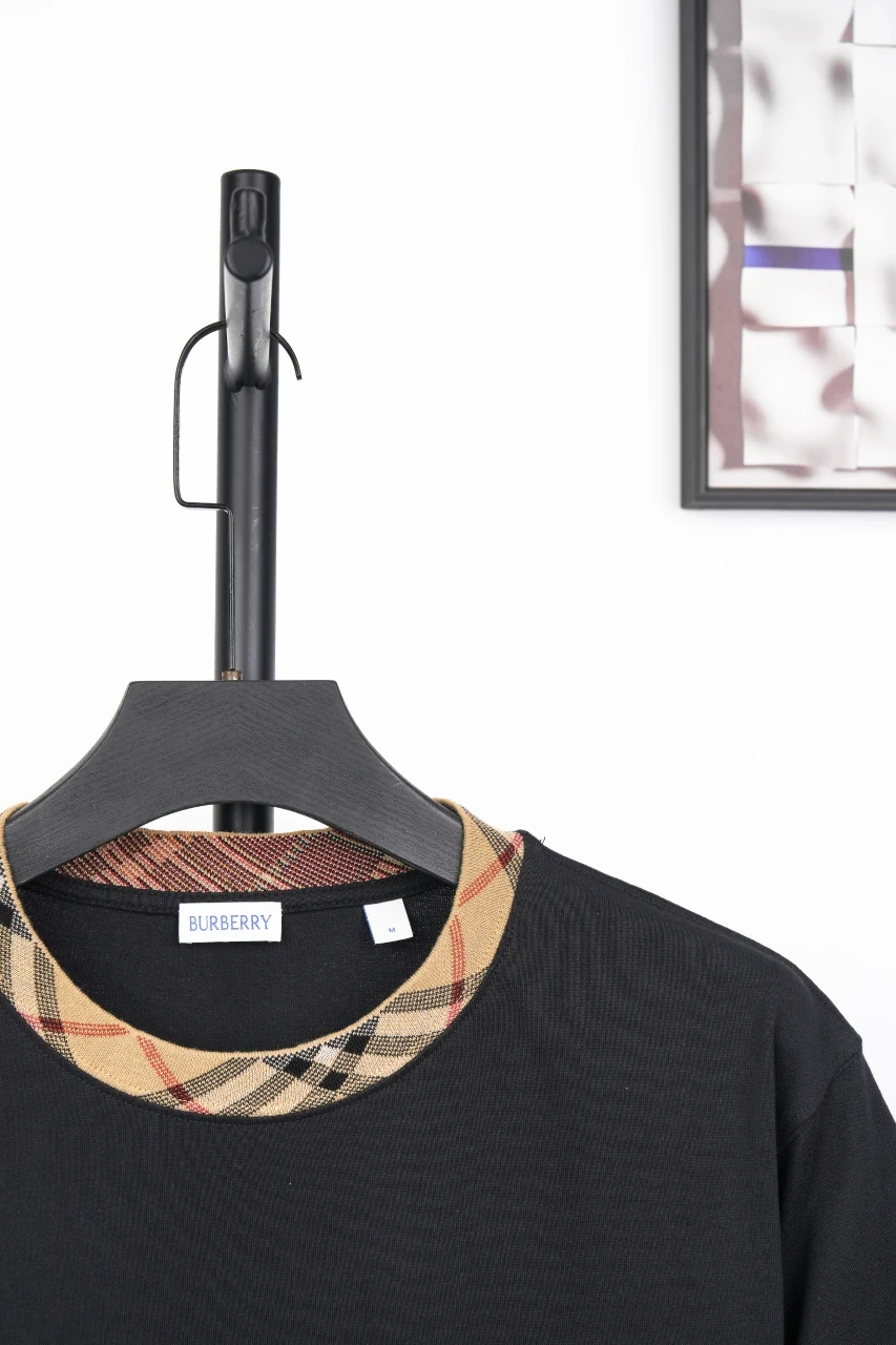 Burberry Black Check Collar Crewneck T-Shirt product photo from LabelPicks