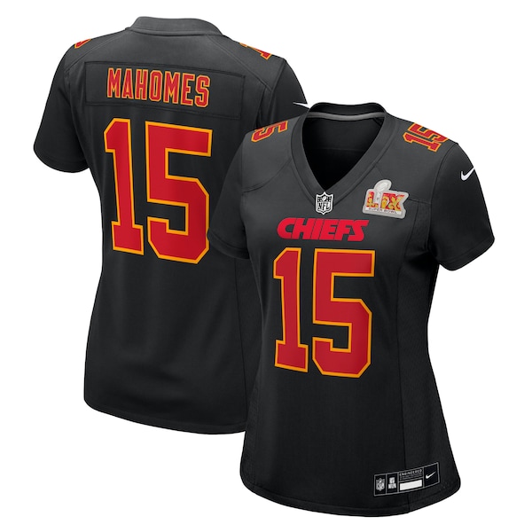 Patrick Mahomes Kansas City Chiefs Nike Women's Super Bowl LIX Fashion Game Jersey - Carbon Black/White