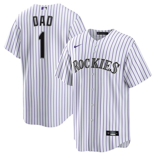 Colorado Rockies Nike #1 Dad Home Replica Jersey - White
