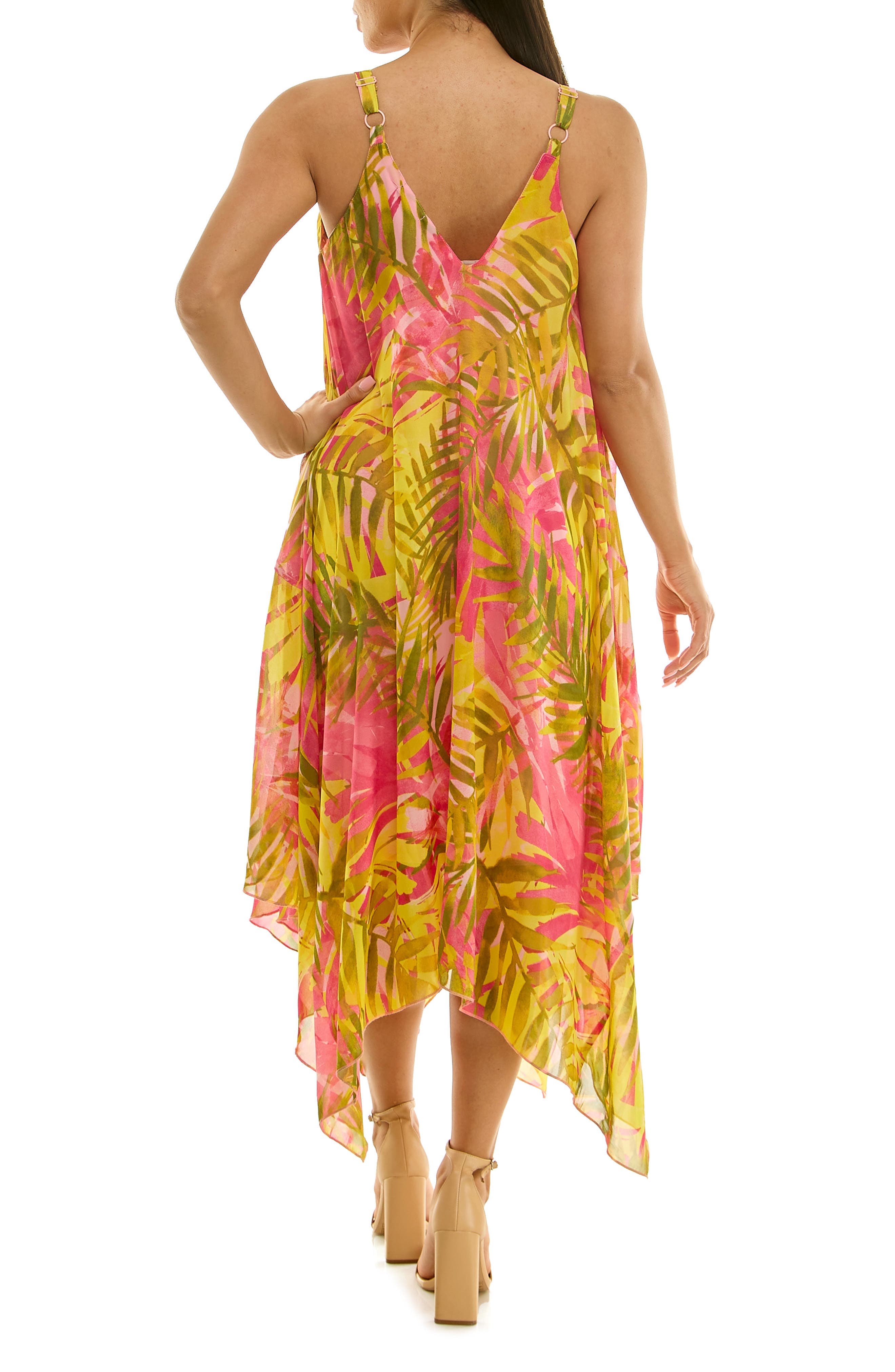 Nina Leonard Patterned Handkerchief Hem Dress