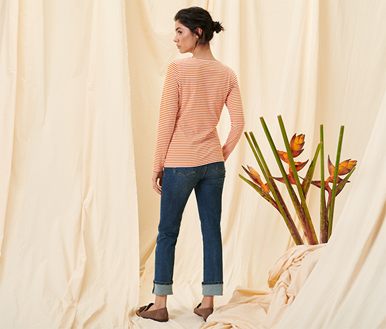 Gestreiftes Langarmshirt, orange