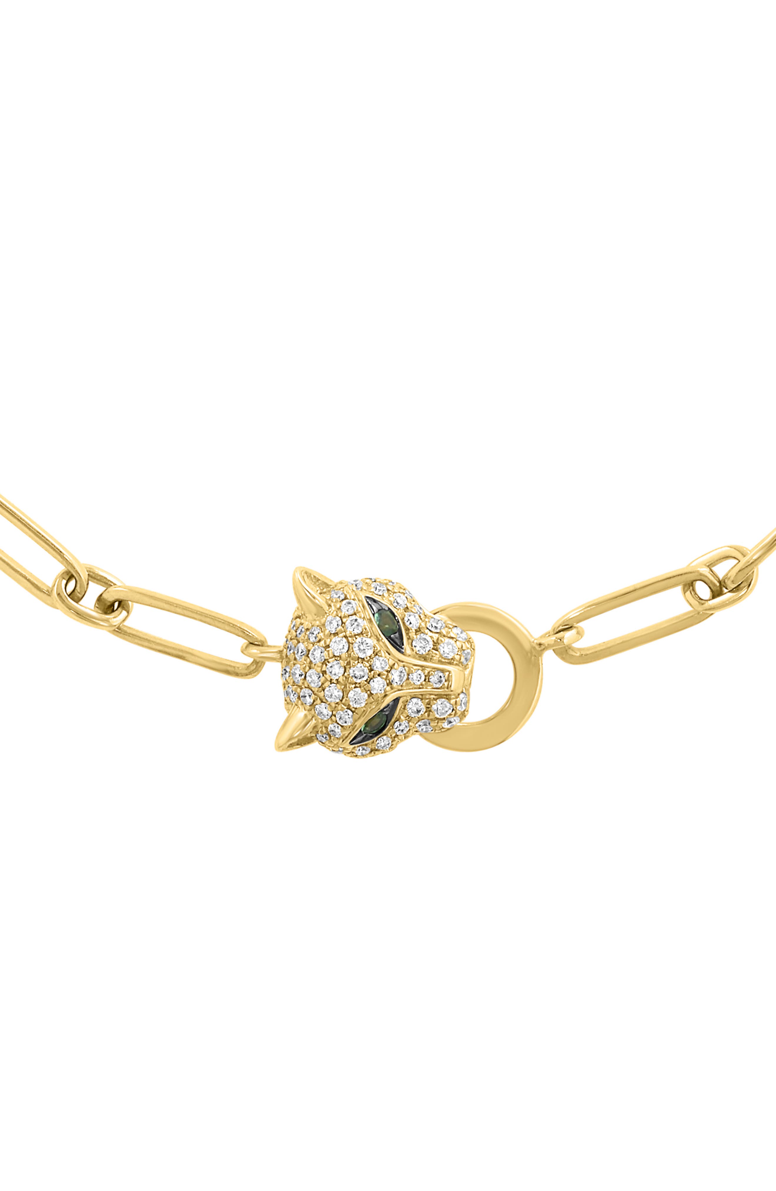 EFFY Pavé Diamond & Tsavorite Panther Head Bracelet