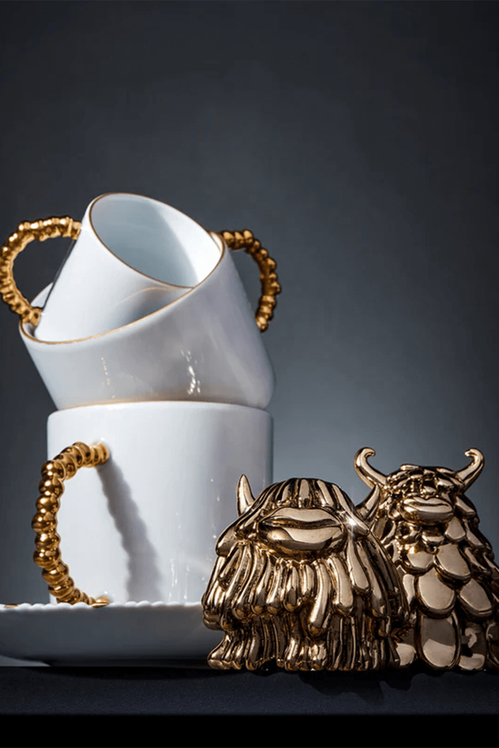 LOBJET HAAS Gold Espresso Cup + Saucer(Gift Box of 6)