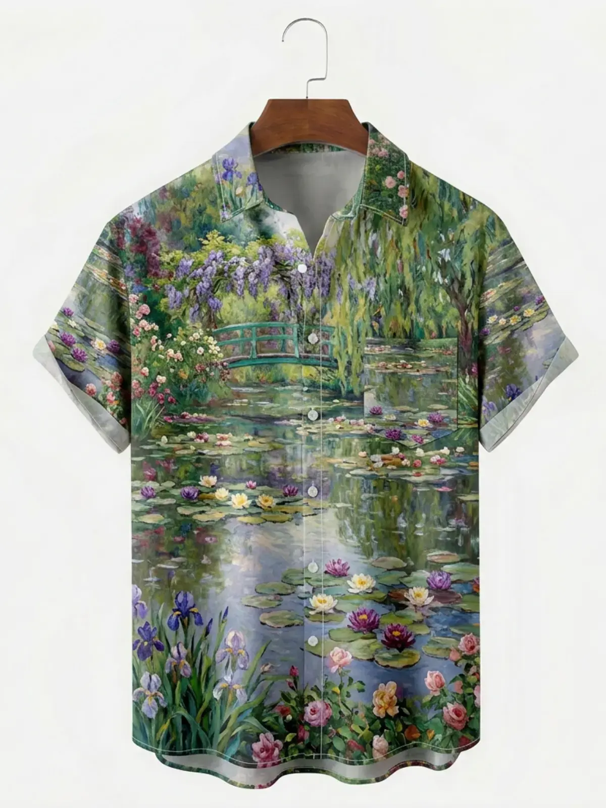 Men's printed shirts Monet Garden Water Lily Hawaiian Shirt