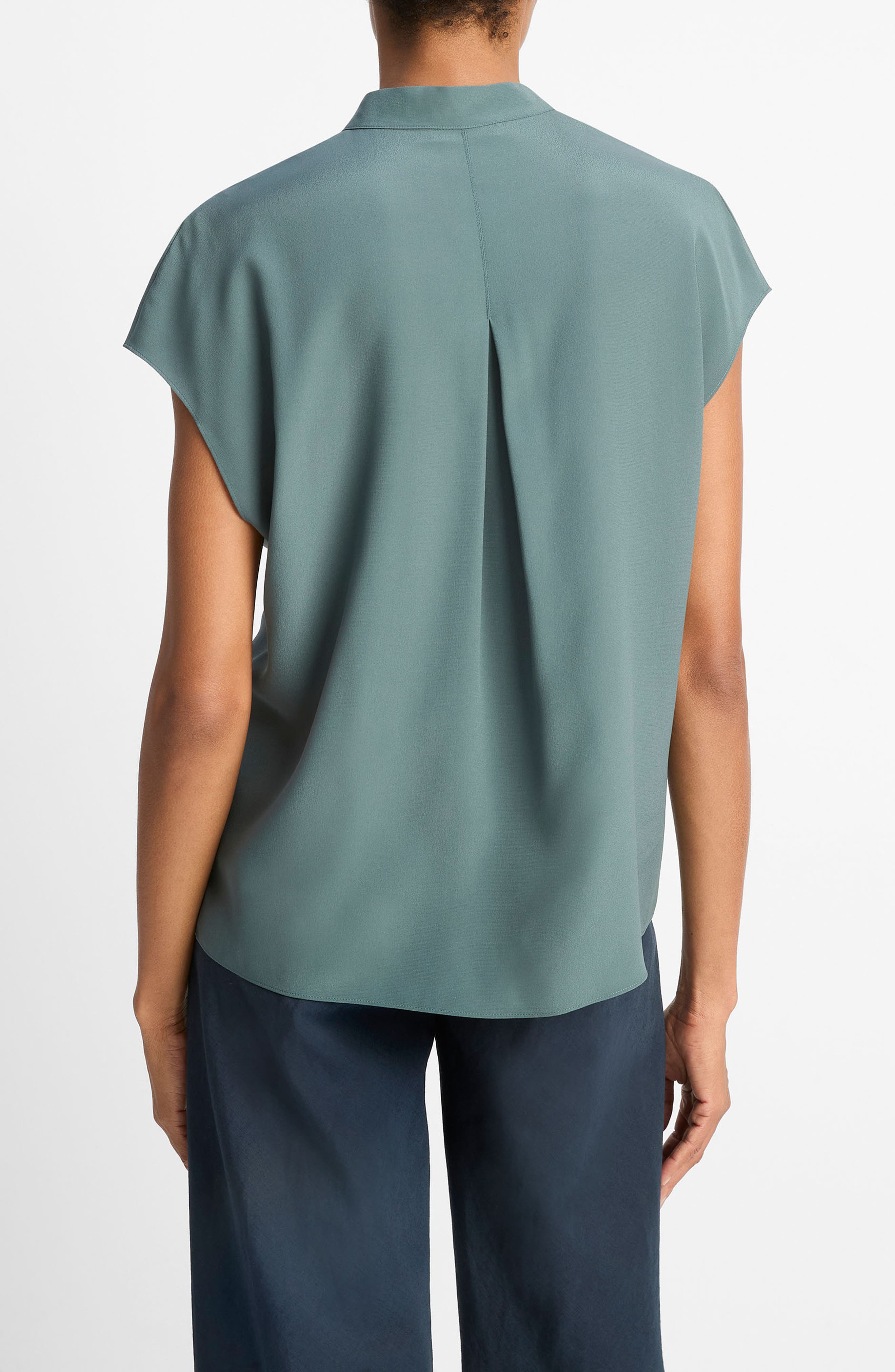 Vince Cap Sleeve Silk Blend Top