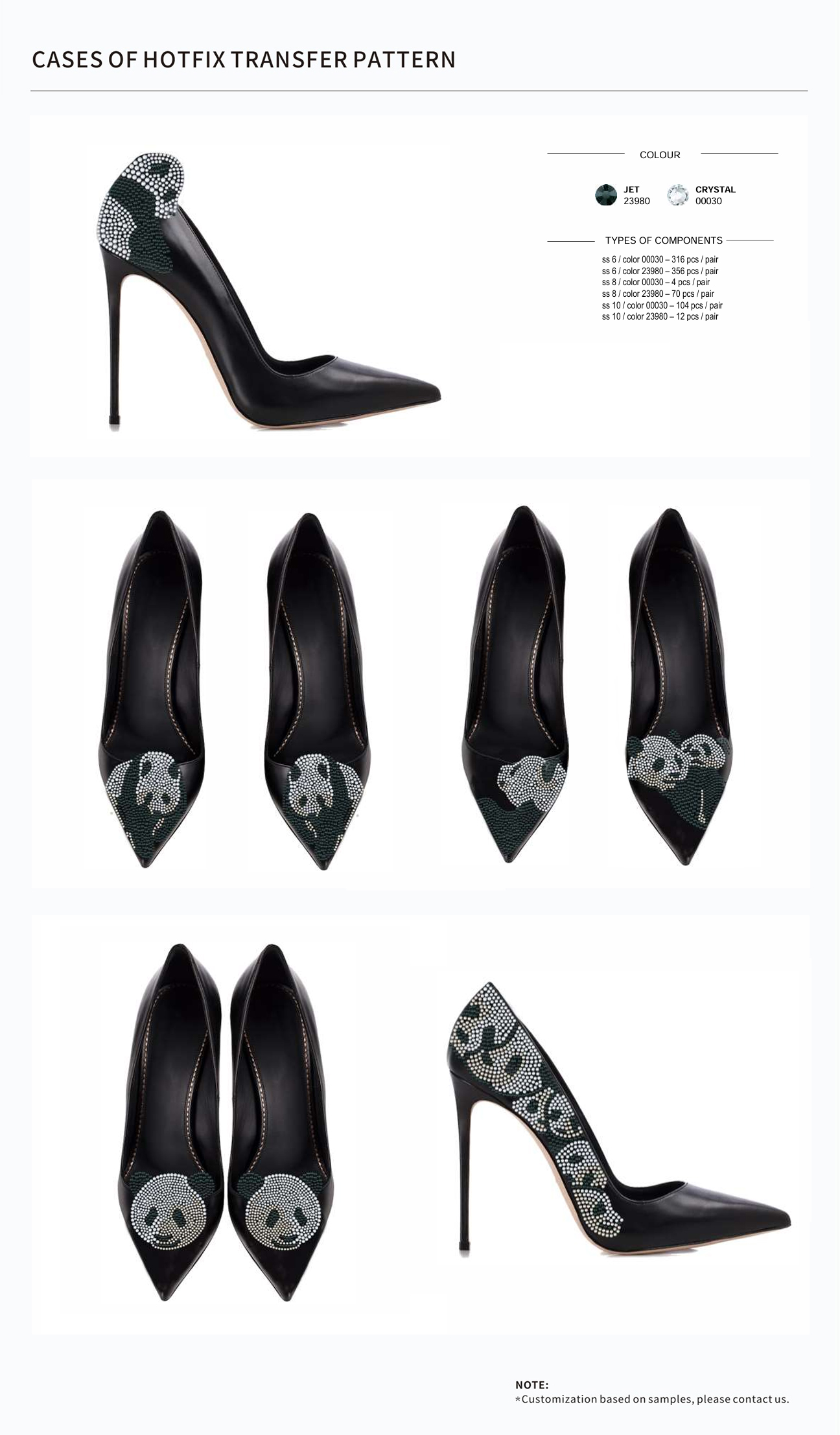 Factory bulk production of custom hotfix rhinestone transfer sheets for footwear
