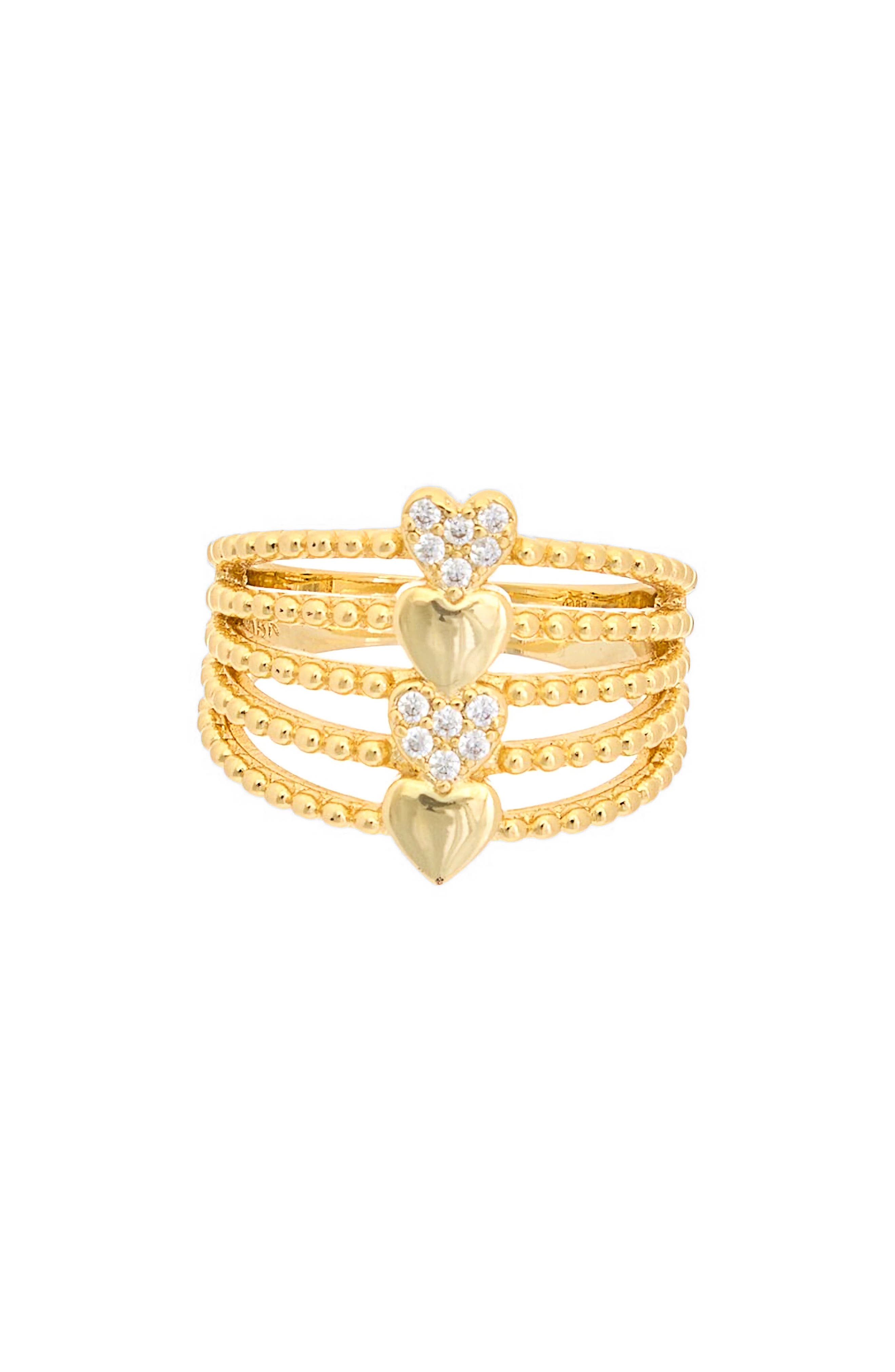 Juvell Pavé Cubic Zirconia Heart Multiband Ring
