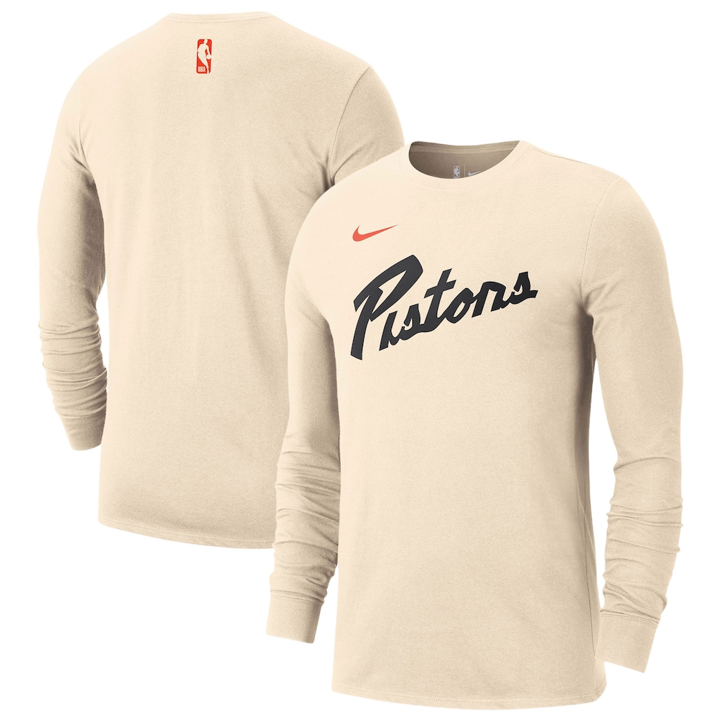 Men's Detroit Pistons Nike Tan 2024/25 City Edition Essential Logo Long Sleeve T-Shirt