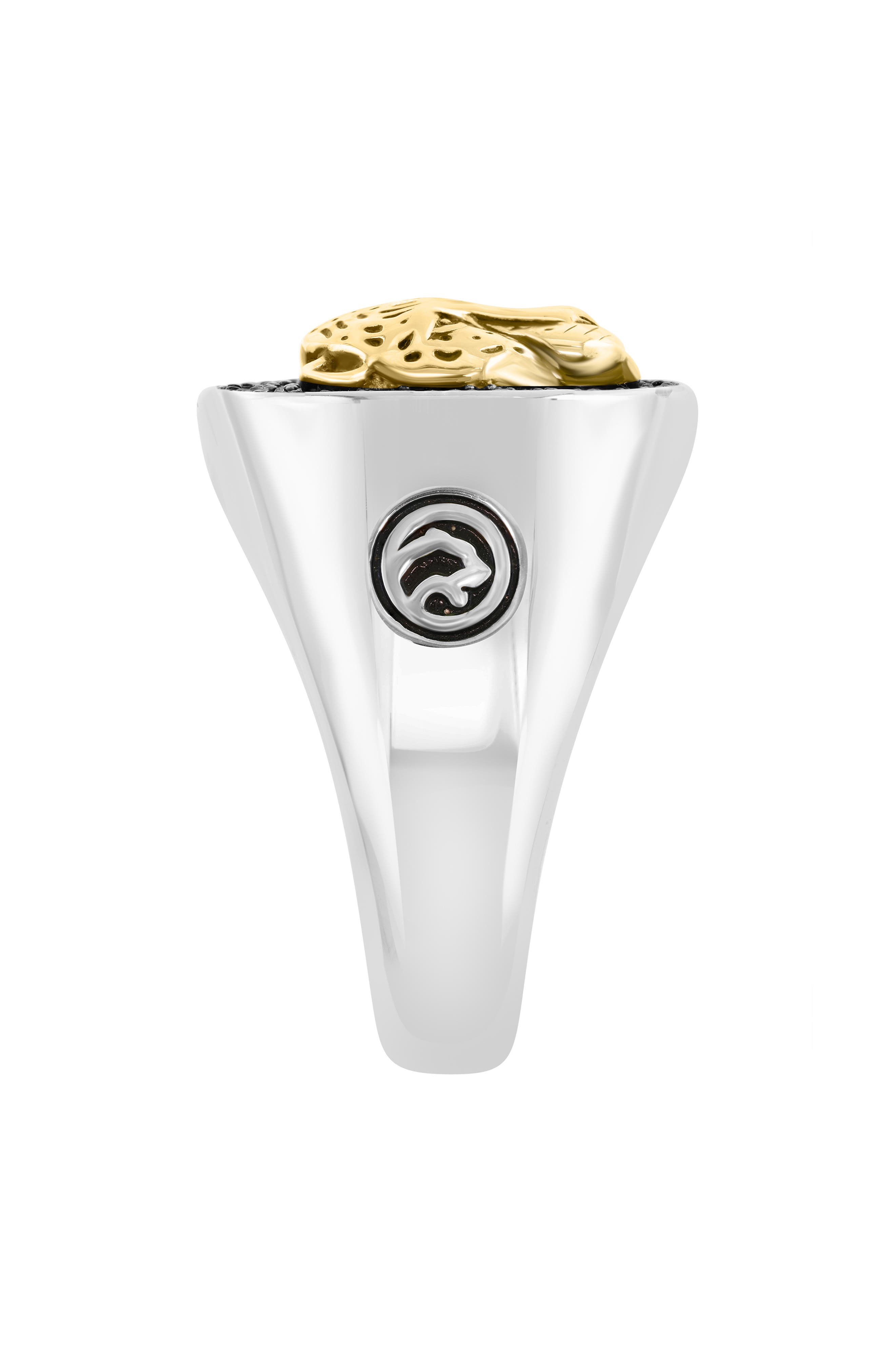 EFFY Two-Tone Pavé Black Spinel Cheetah Signet Ring