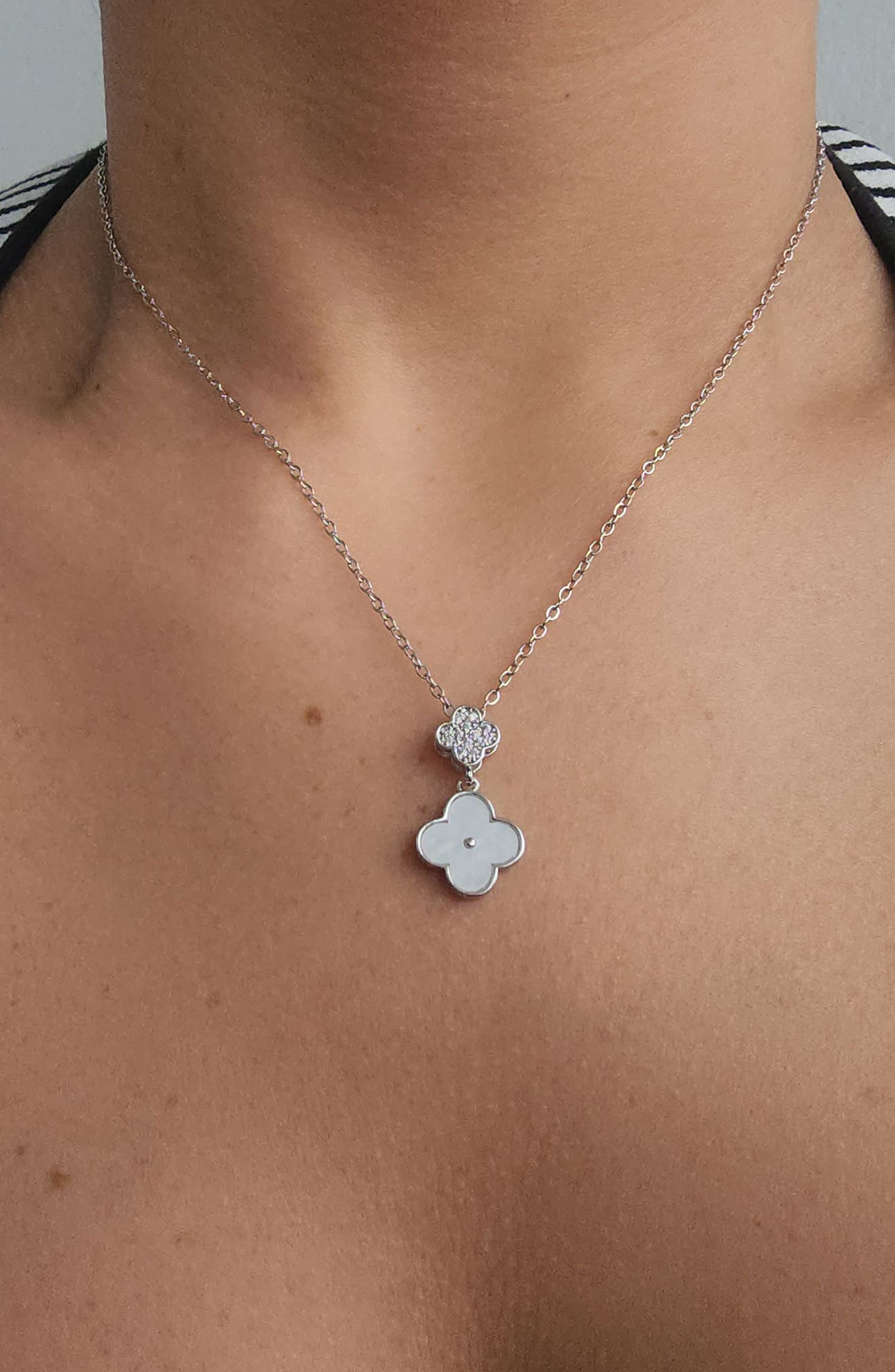 Adornia CZ Clover Pendant Necklace