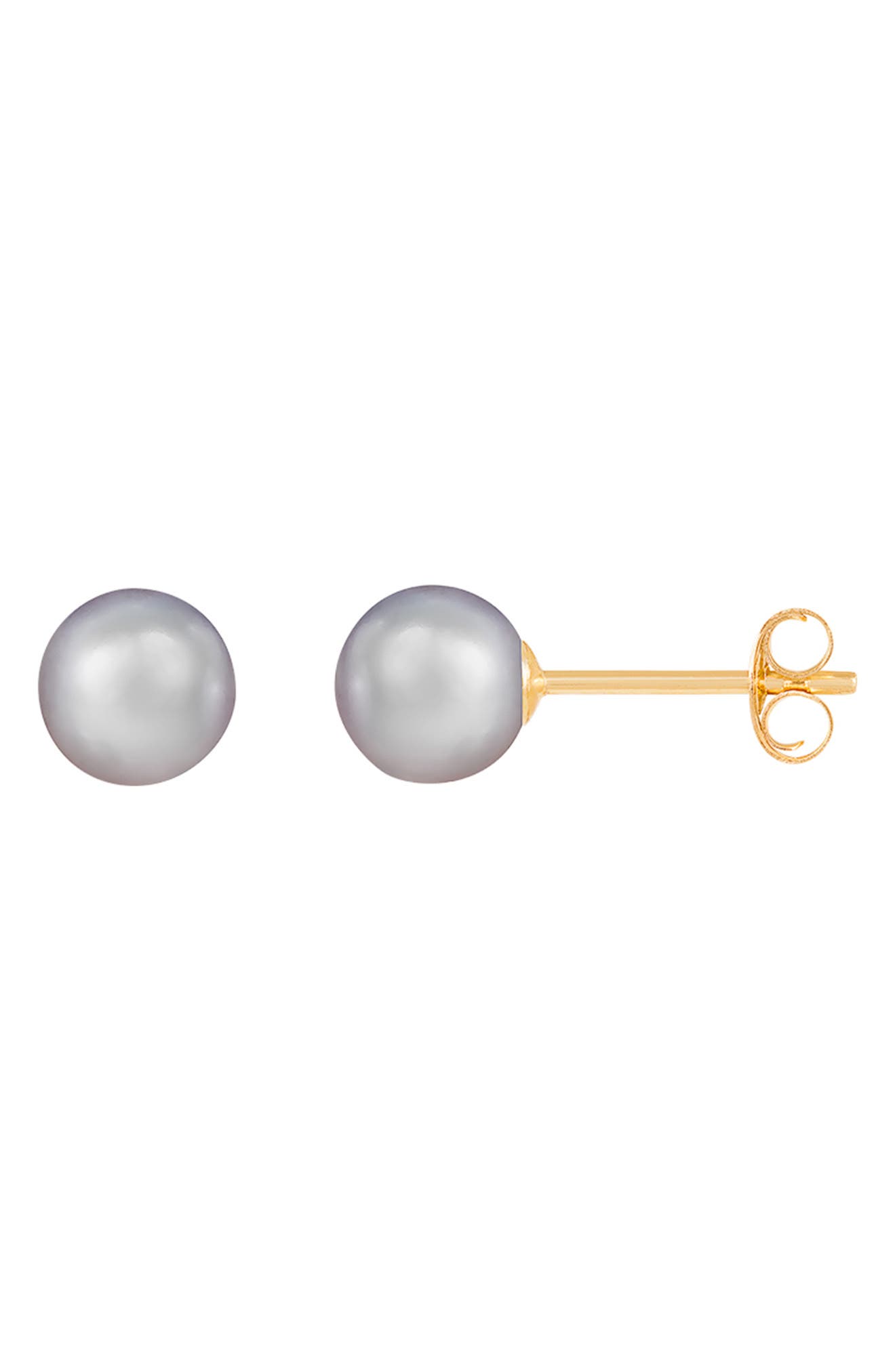 SPLENDID PEARLS 14K Yellow Gold 5-5.5mm Greay Freshwater Pearl Stud Earrings